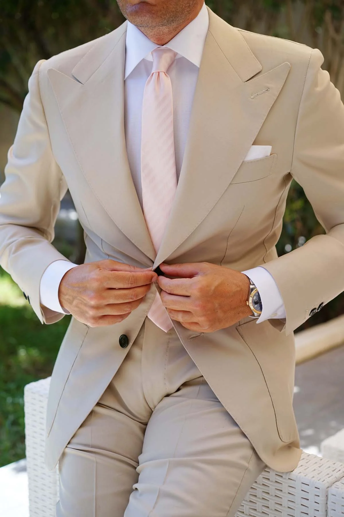 Flamenco Blush Pink Striped Skinny Tie - Image 7
