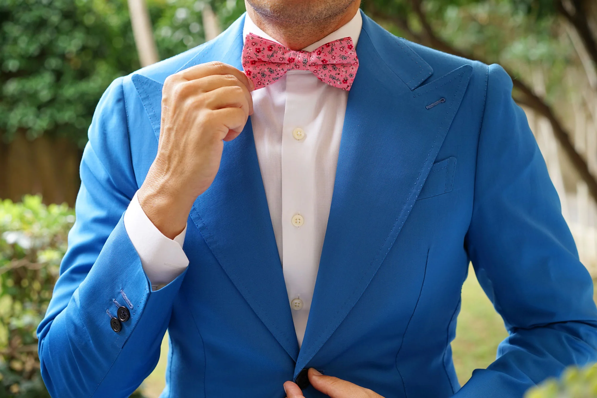 Flamenco Pink Floral Bow Tie - Image 5