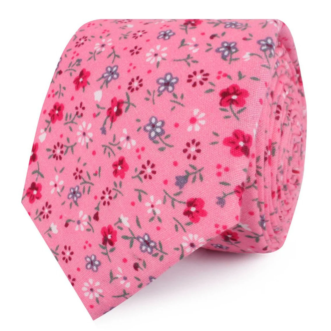 Flamenco Pink Floral Skinny Tie - Image 2