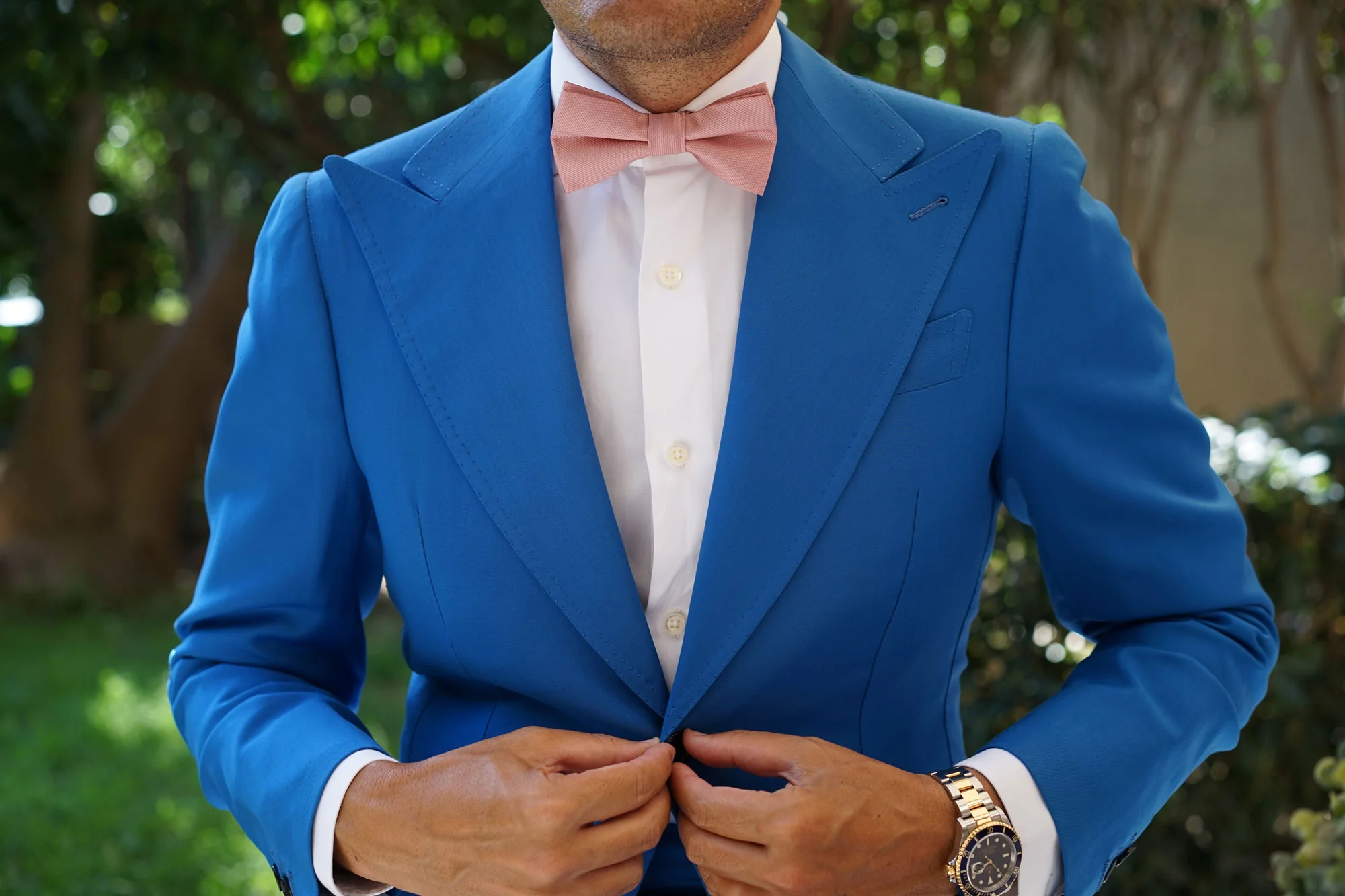 Flamingo Ballet Blush Pink Weave Bow Tie - Image 3