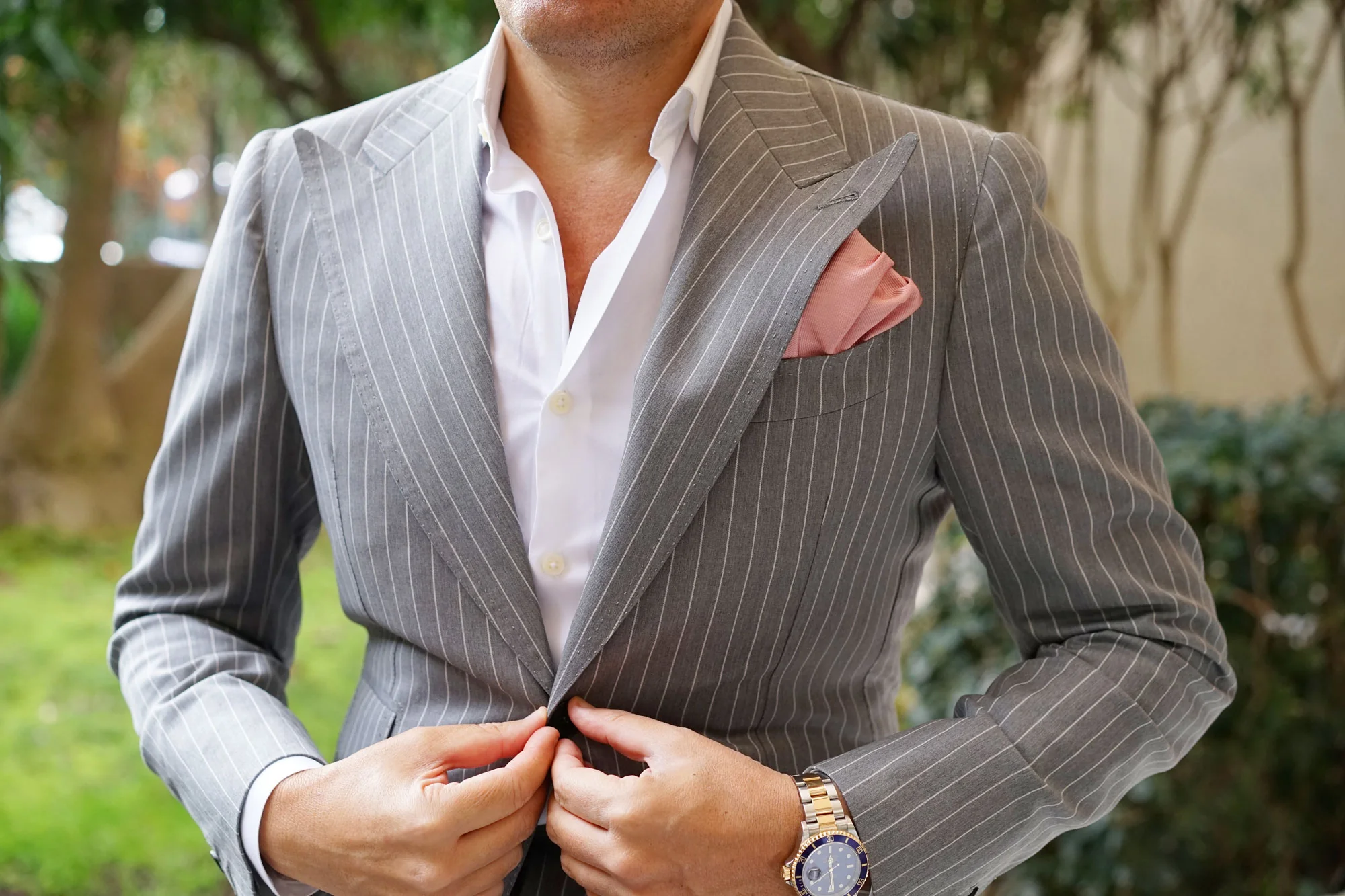 Flamingo Ballet Blush Pink Weave Pocket Square - Image 3