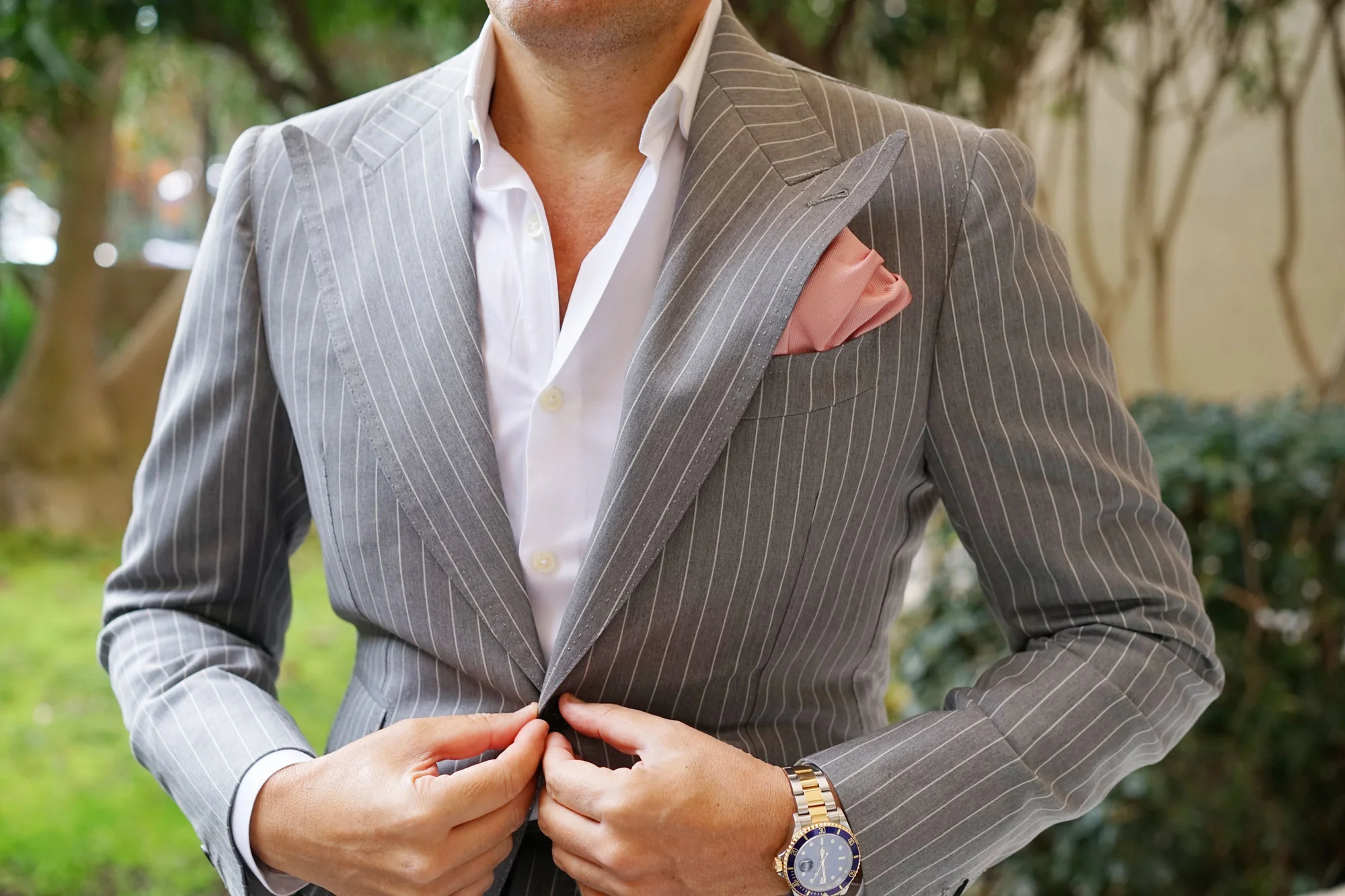 Flamingo Ballet Blush Pink Weave Pocket Square - Image 8