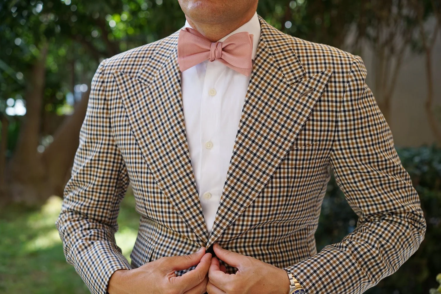 Flamingo Ballet Blush Pink Weave Self Bow Tie - Image 4