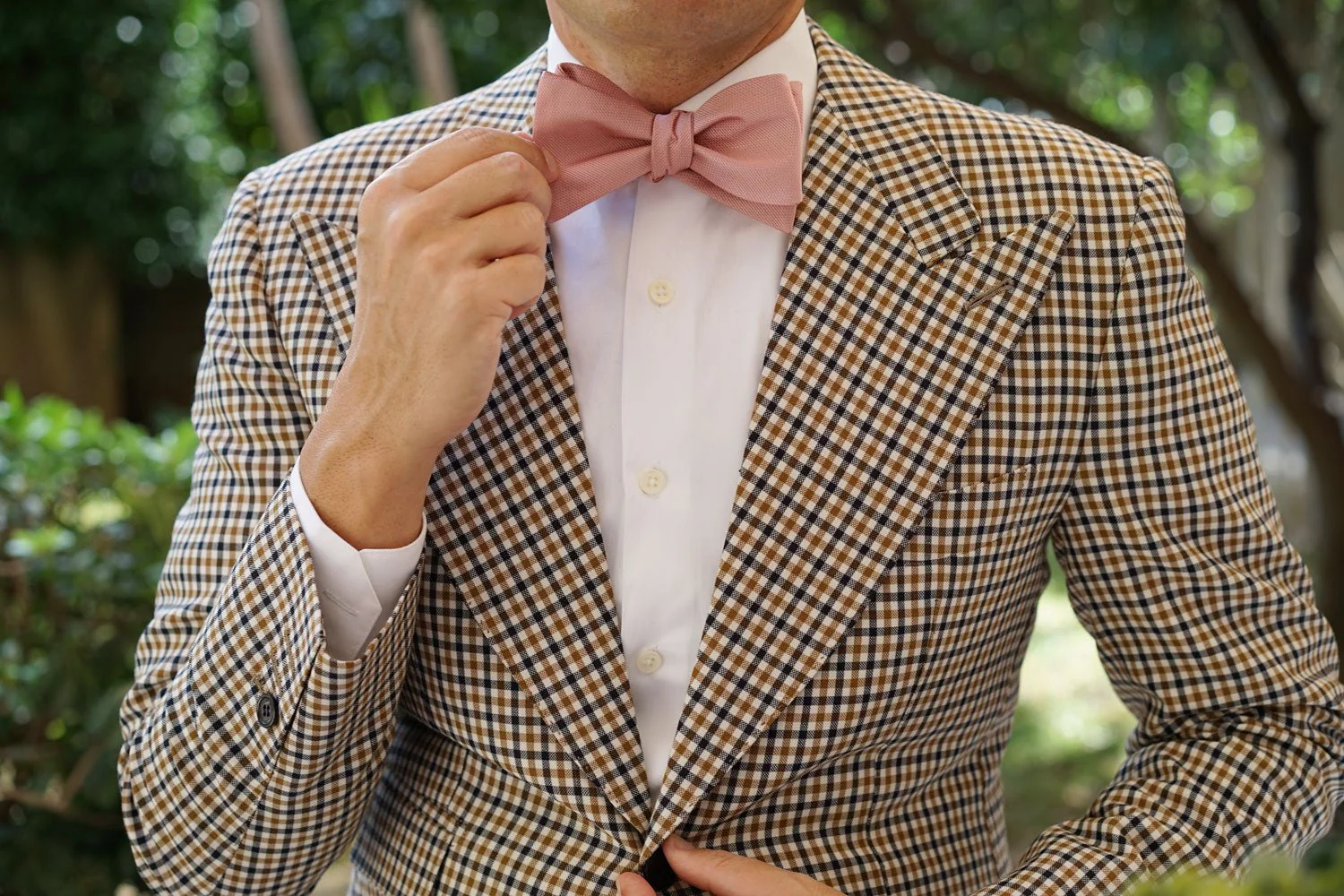 Flamingo Ballet Blush Pink Weave Self Bow Tie - Image 6