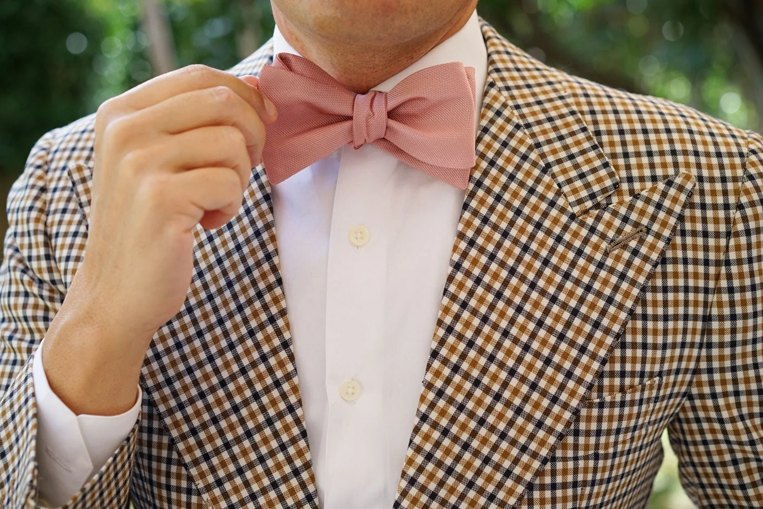 Flamingo Ballet Blush Pink Weave Self Bow Tie - Image 9