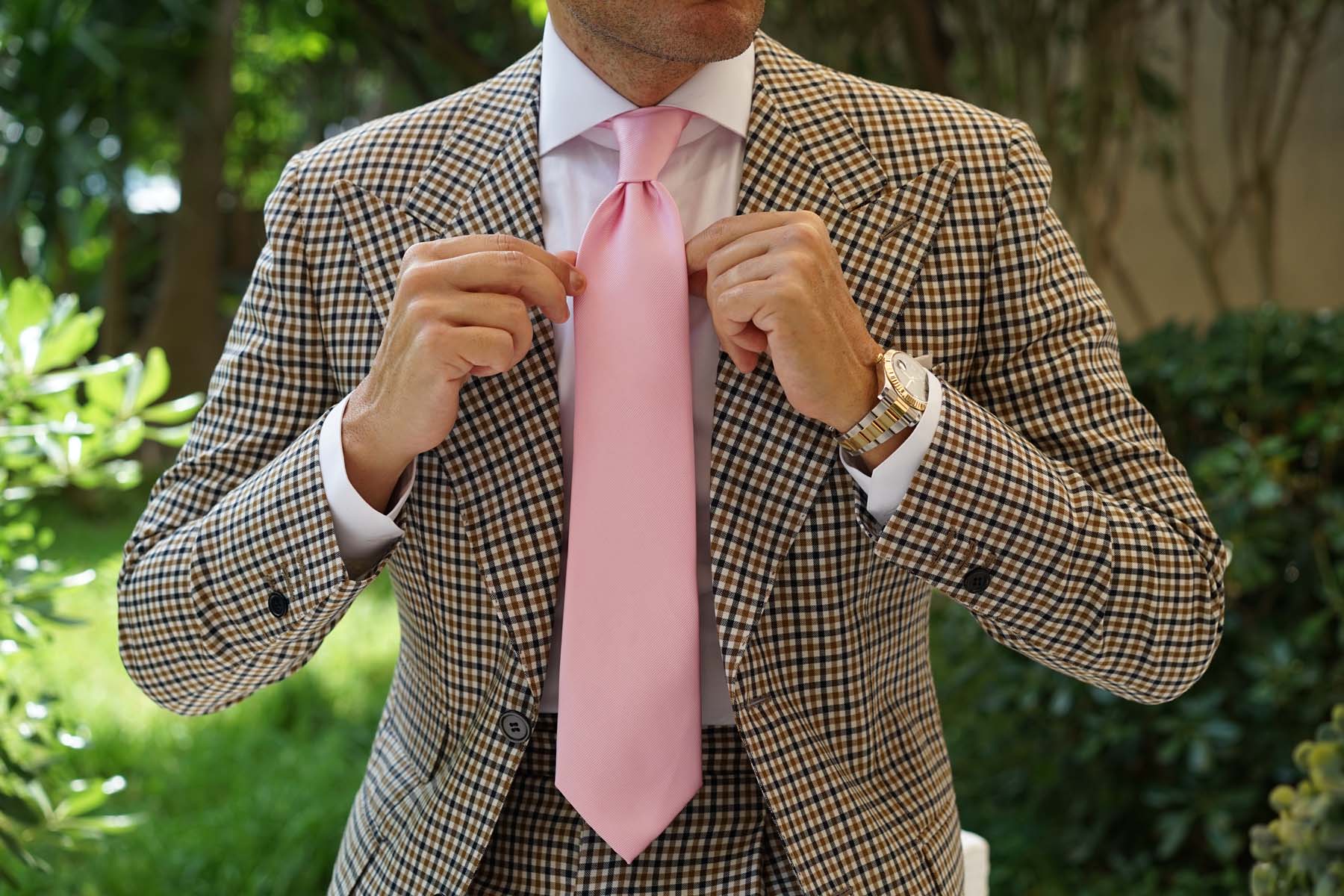 Flamingo Pink Twill Necktie - Image 4