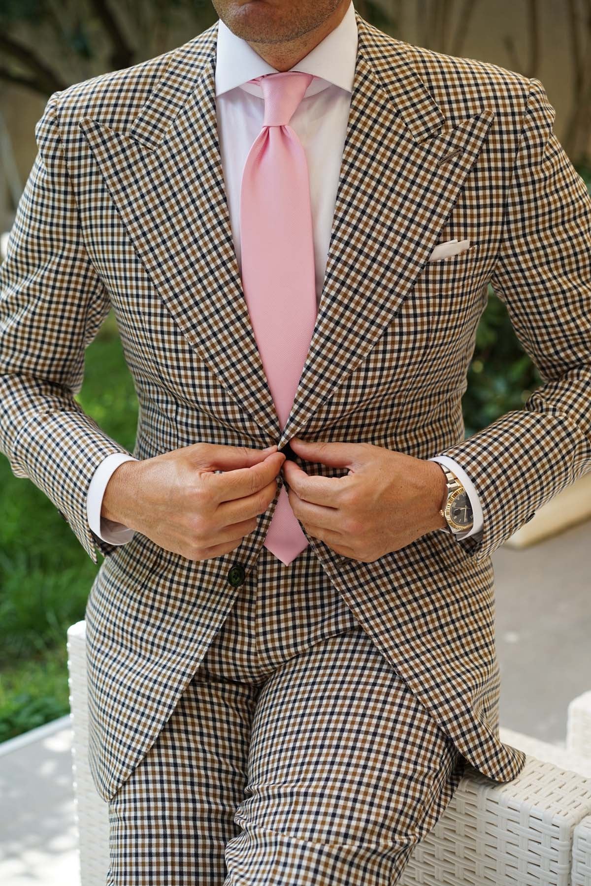 Flamingo Pink Twill Necktie - Image 5