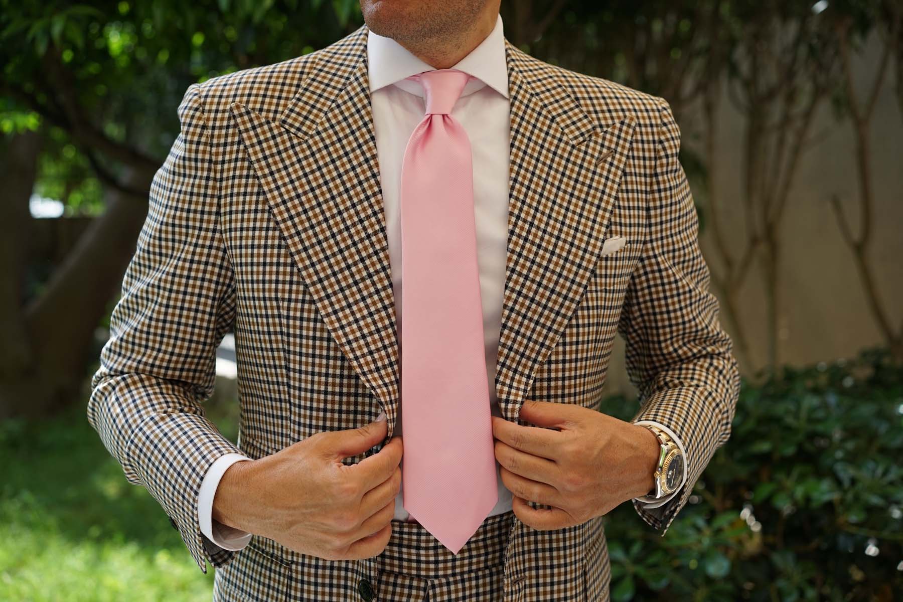 Flamingo Pink Twill Necktie - Image 6
