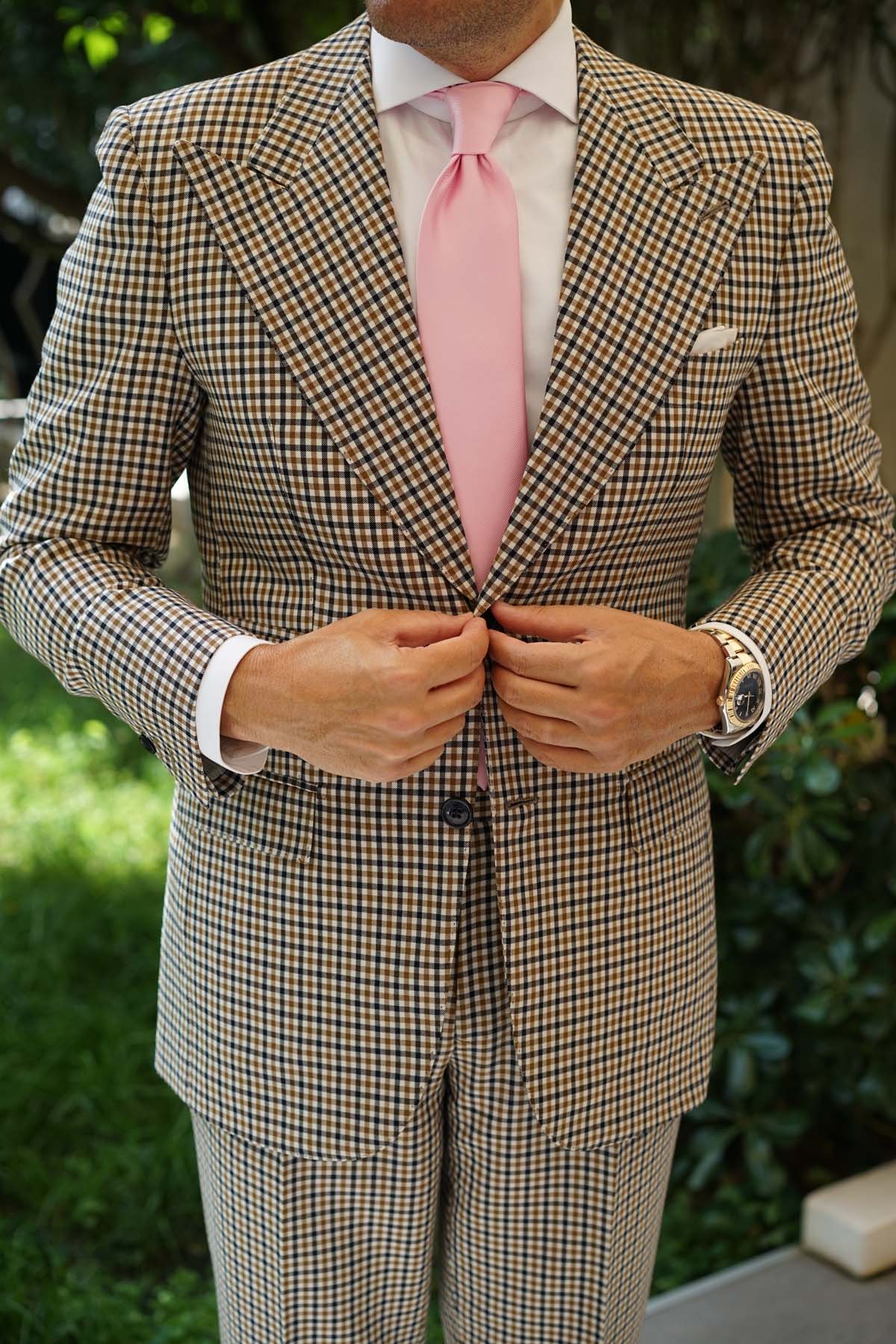 Flamingo Pink Twill Necktie - Image 7