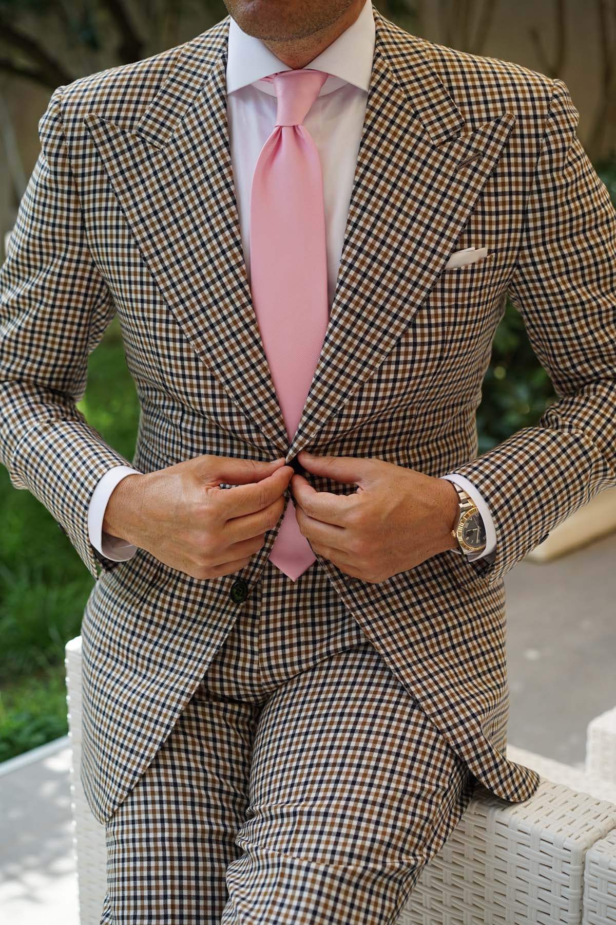 Flamingo Pink Twill Necktie - Image 8