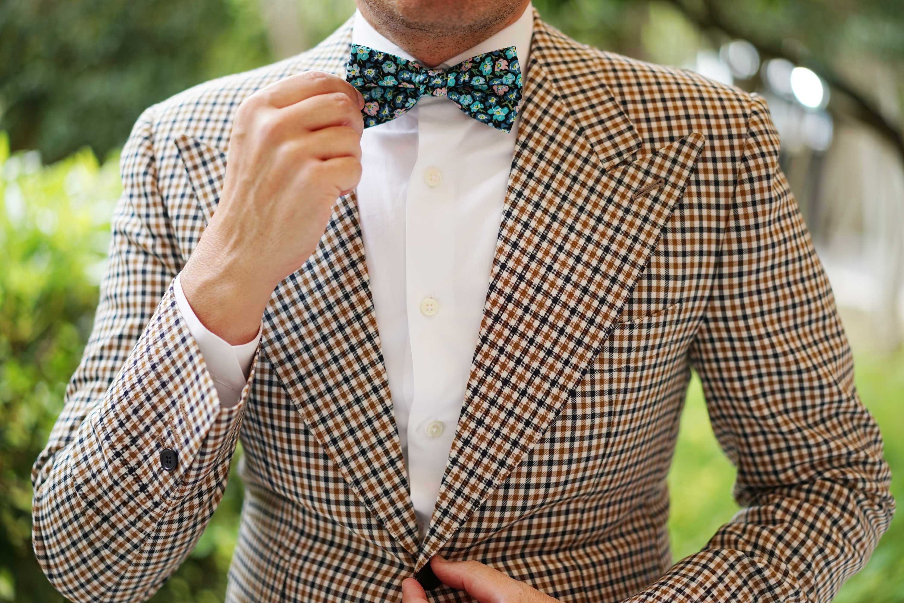 Flax Linum Blue Floral Bow Tie - Image 3