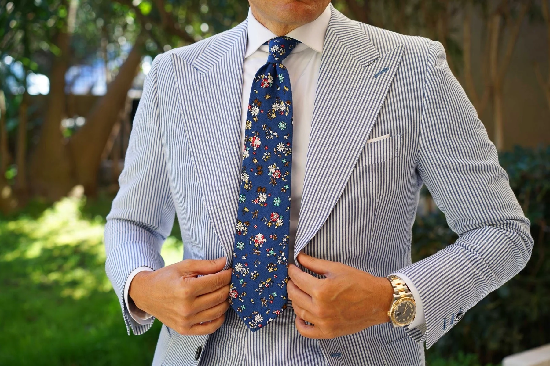 Floraison Carnivale Blue Floral Necktie - Image 10