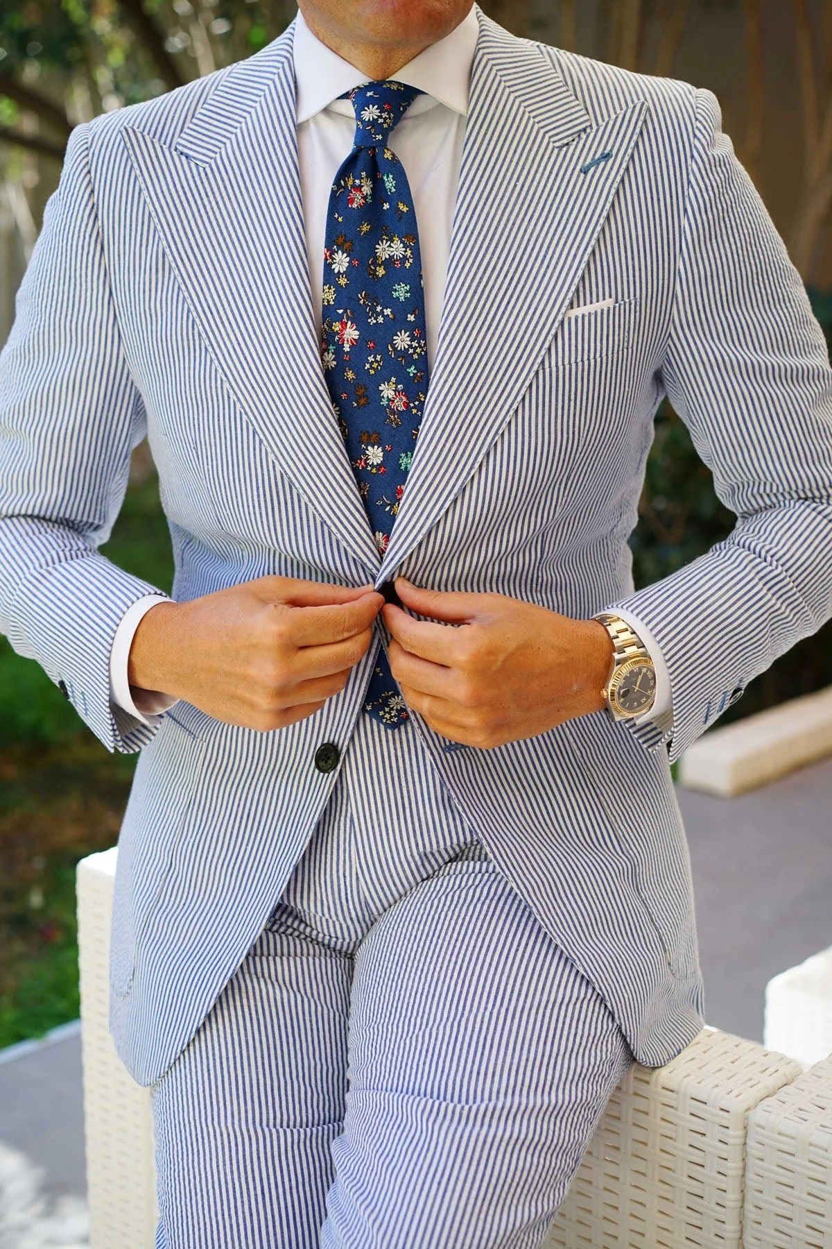 Floraison Carnivale Blue Floral Necktie - Image 11