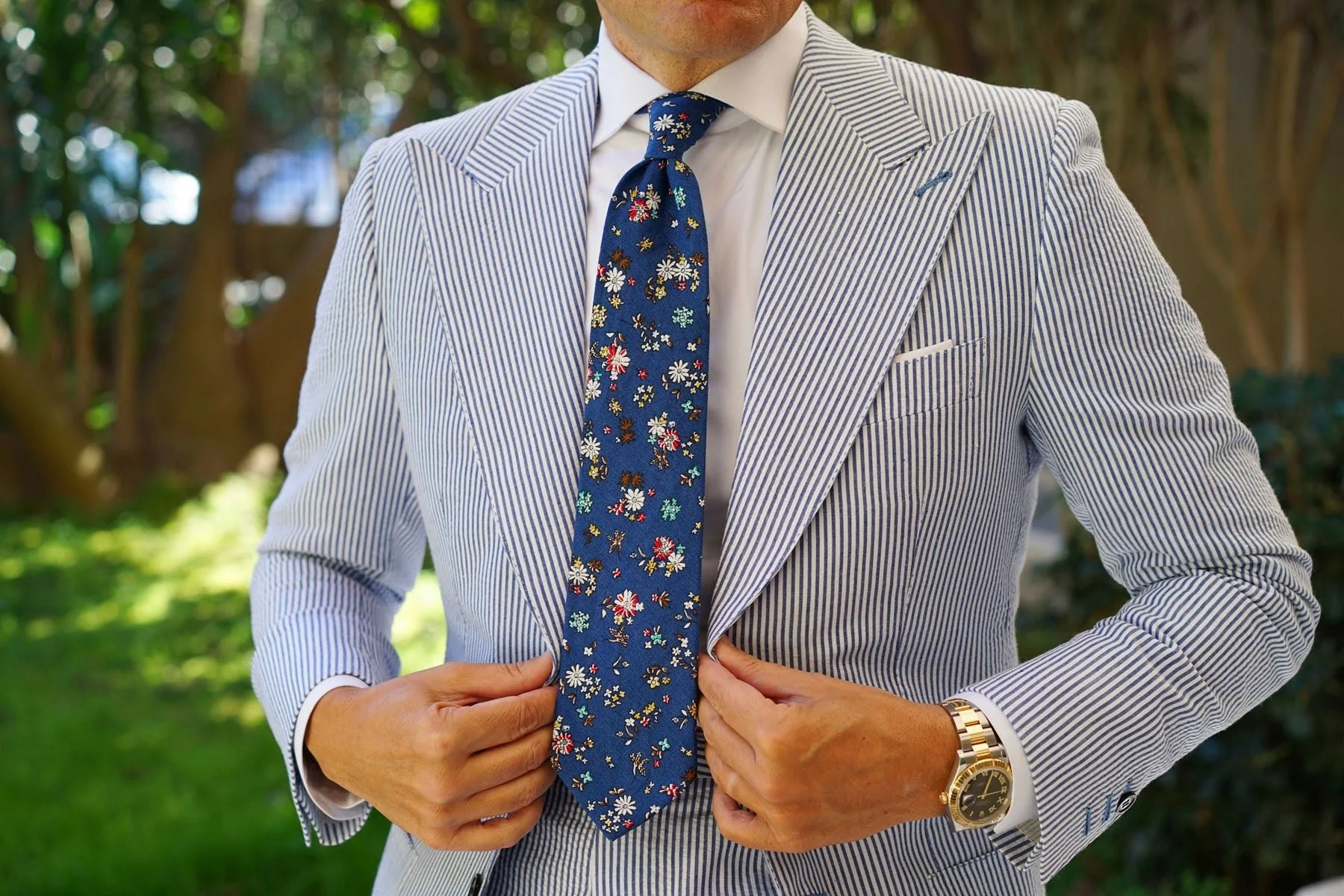 Floraison Carnivale Blue Floral Necktie - Image 4