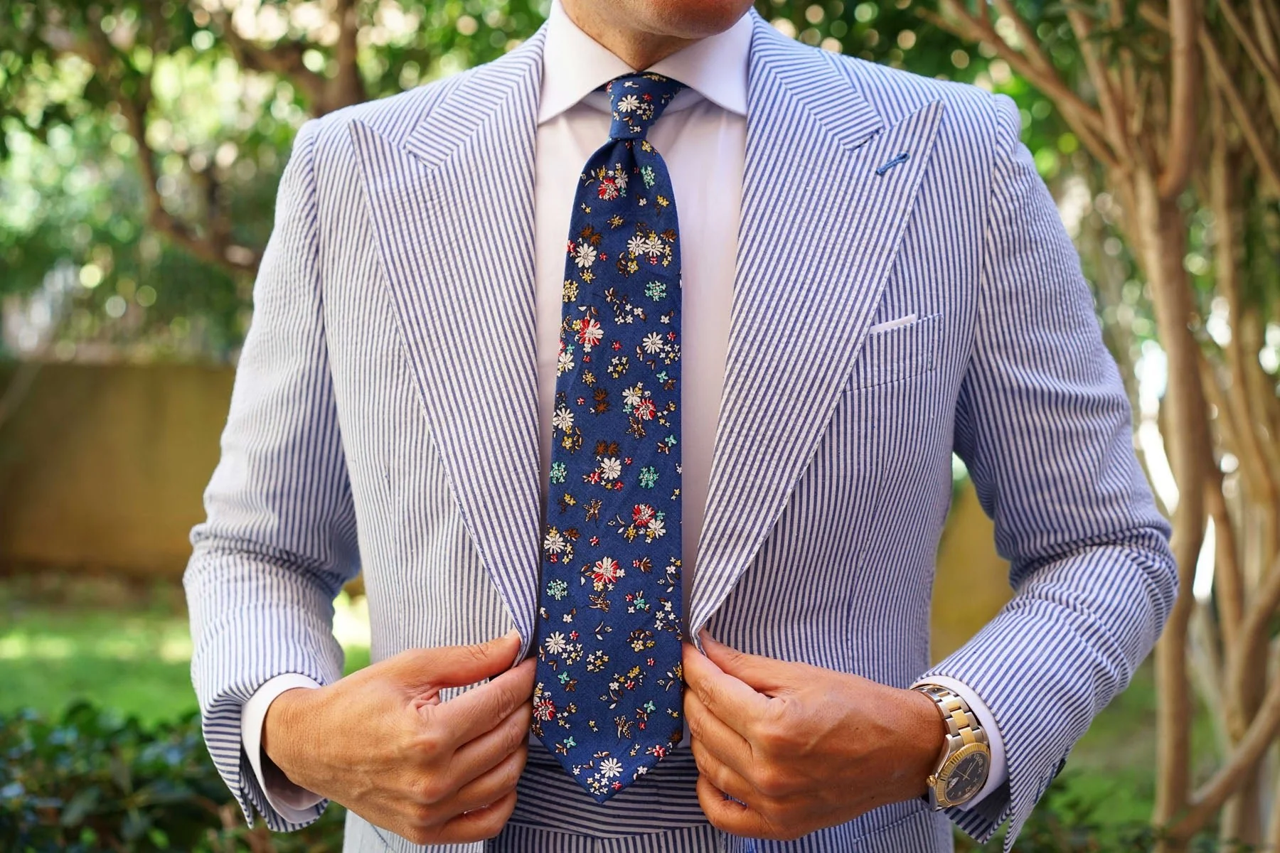 Floraison Carnivale Blue Floral Necktie - Image 6