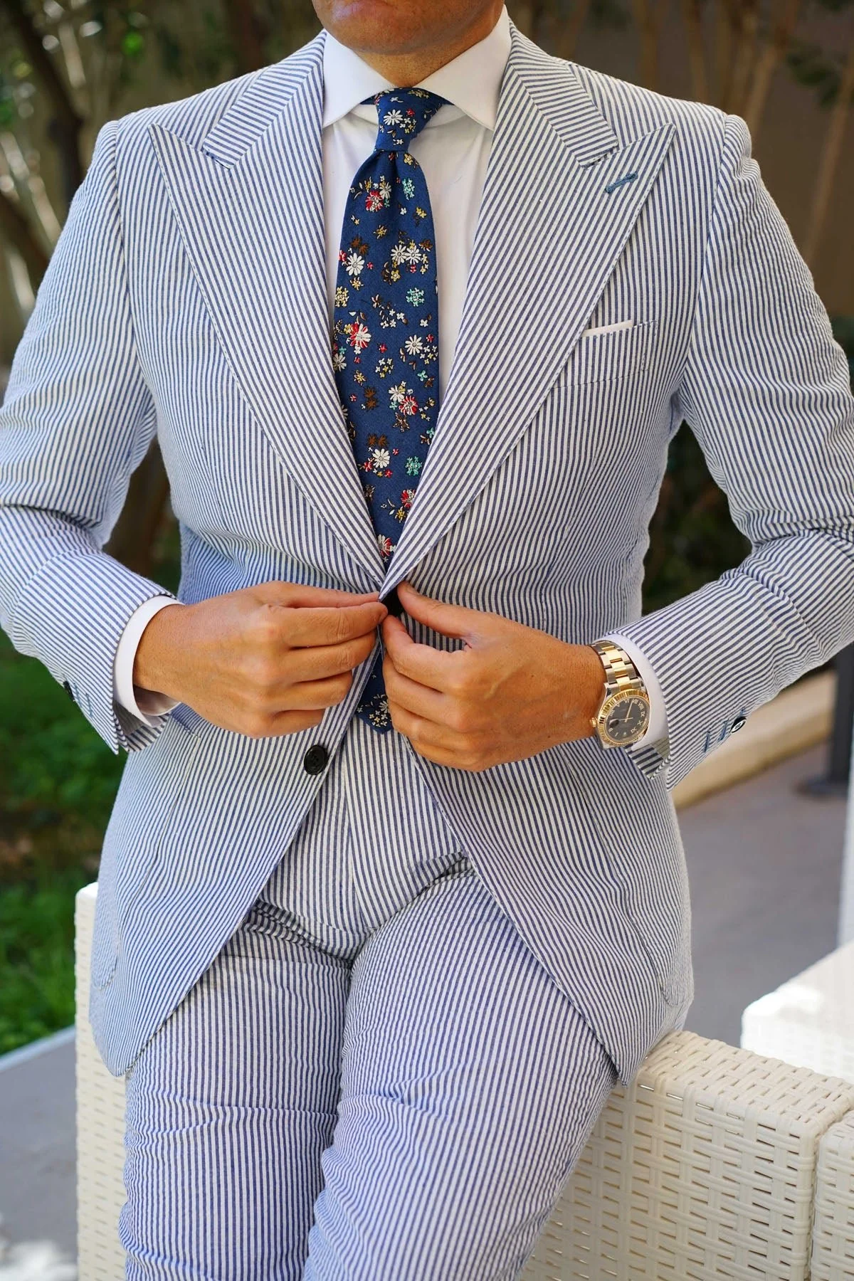 Floraison Carnivale Blue Floral Necktie - Image 7