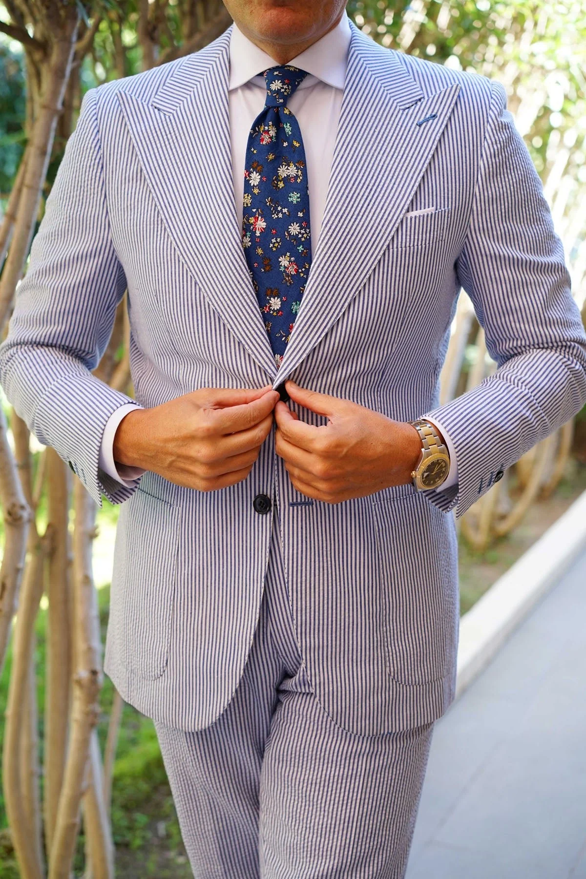 Floraison Carnivale Blue Floral Necktie - Image 8