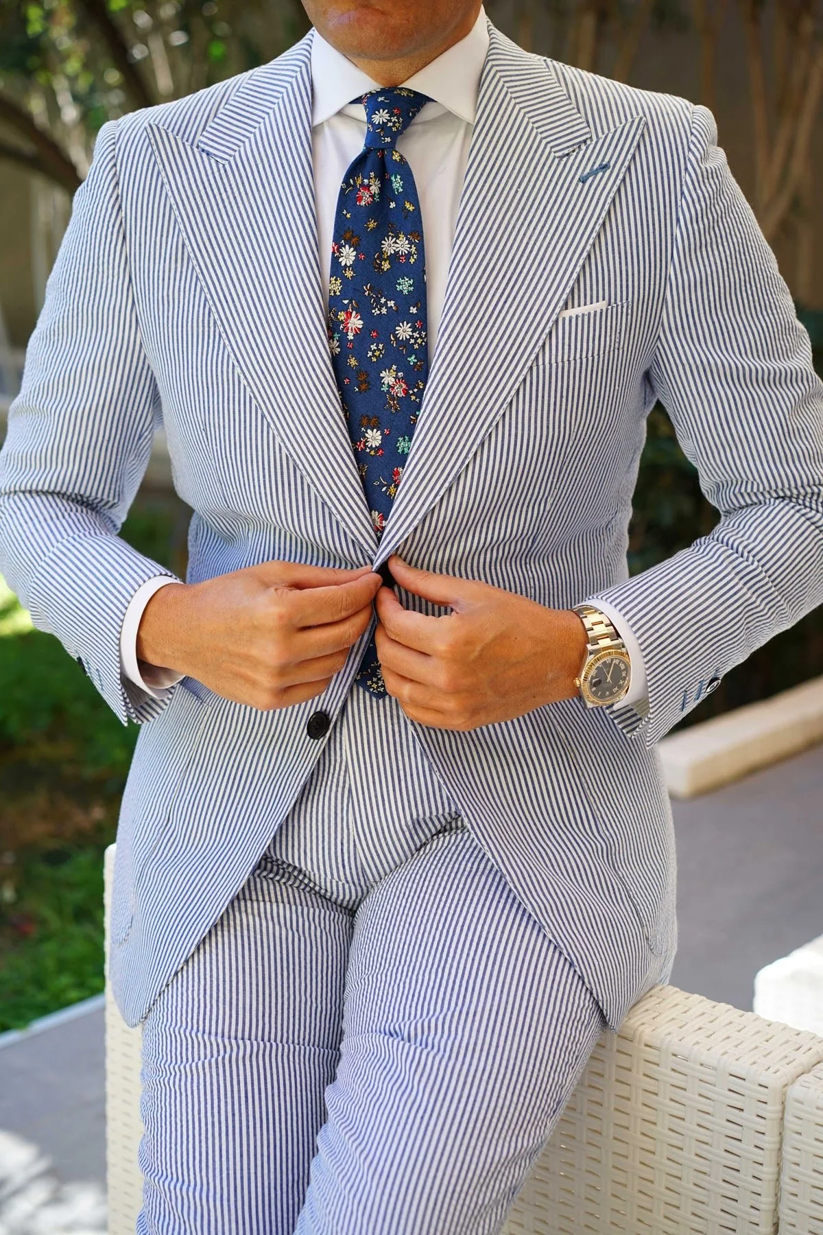 Floraison Carnivale Blue Floral Necktie - Image 9