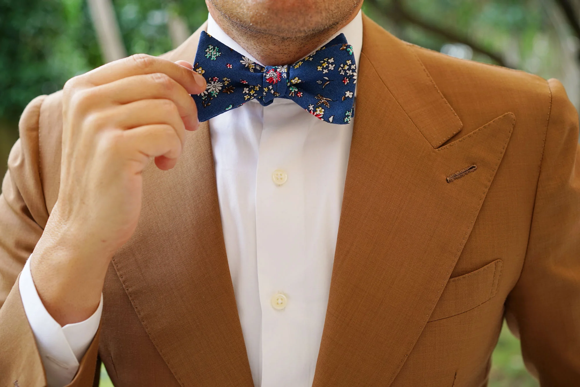 Floraison Carnivale Blue Floral Self Bow Tie - Image 7