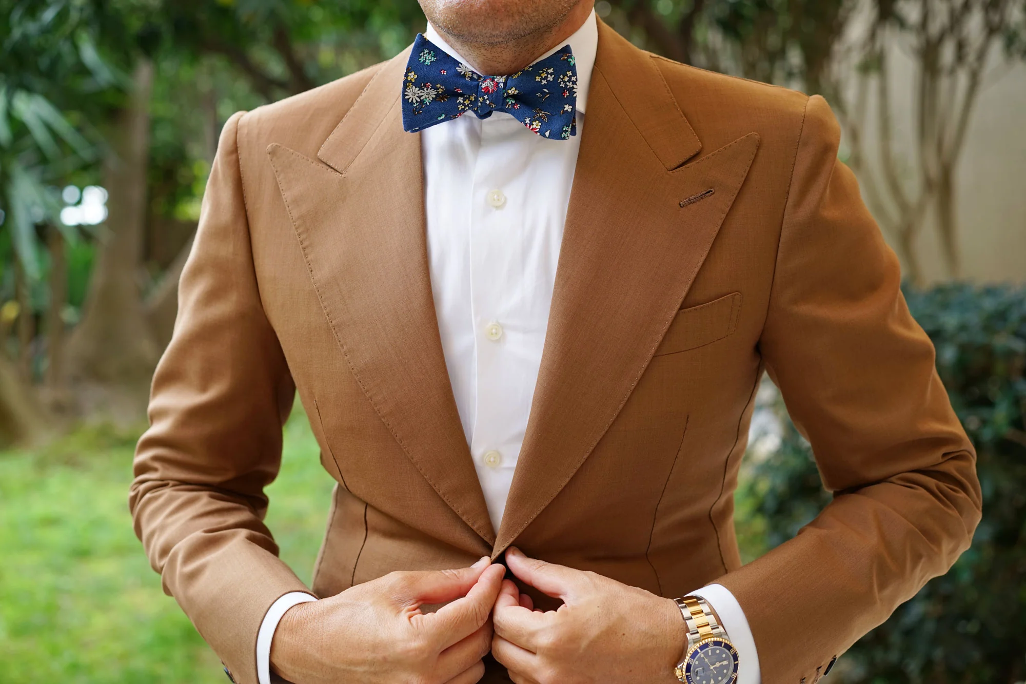 Floraison Carnivale Blue Floral Self Bow Tie - Image 8