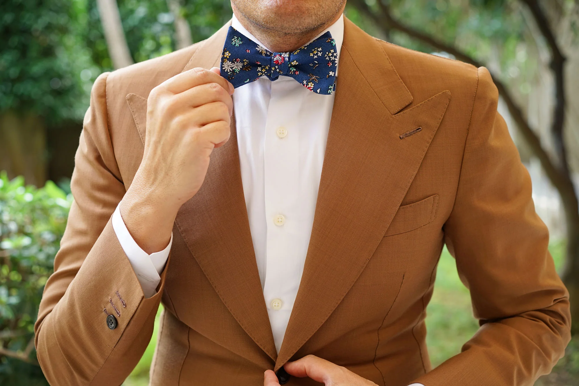 Floraison Carnivale Blue Floral Self Bow Tie - Image 9