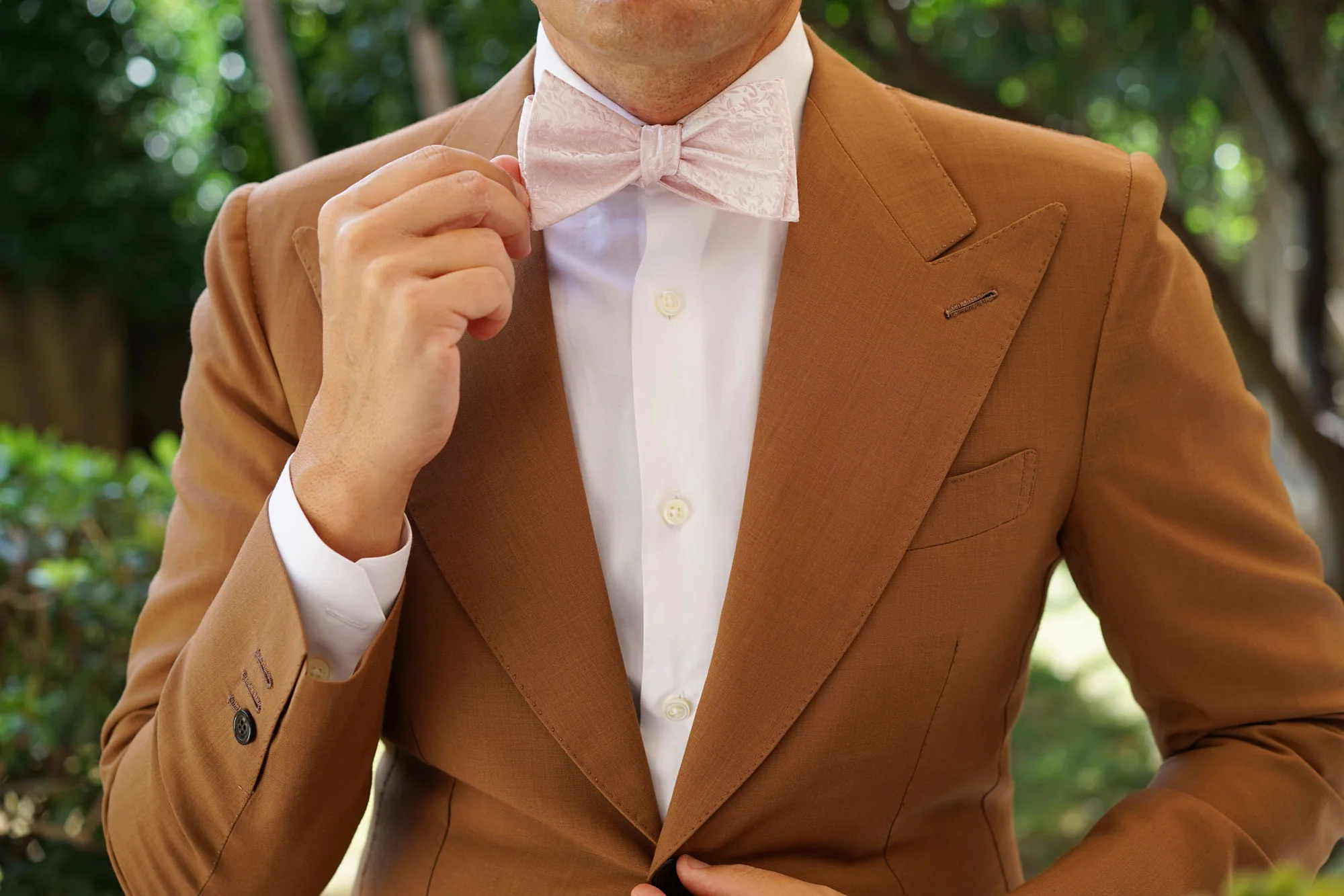 Florence Blush Pink Floral Self Bow Tie - Image 6