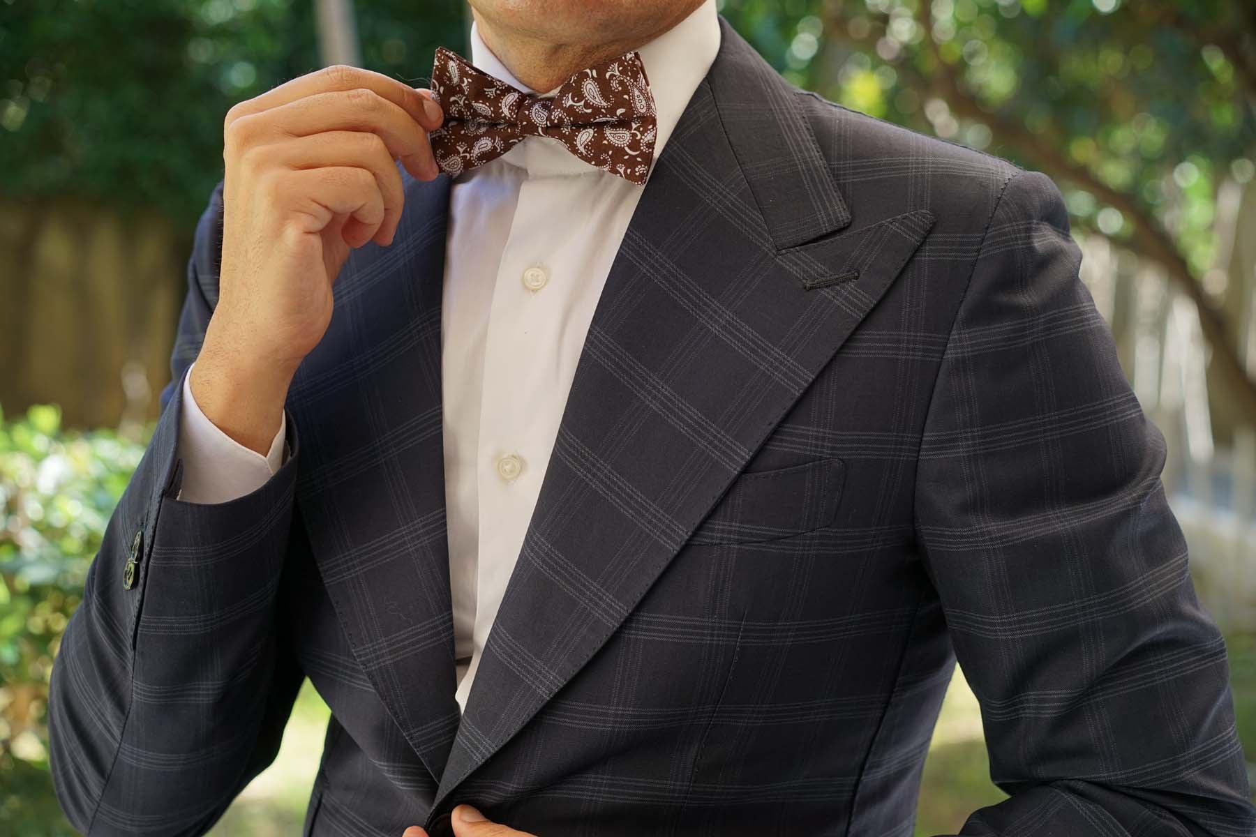 Florence Paisley Brown Bow Tie - Image 3