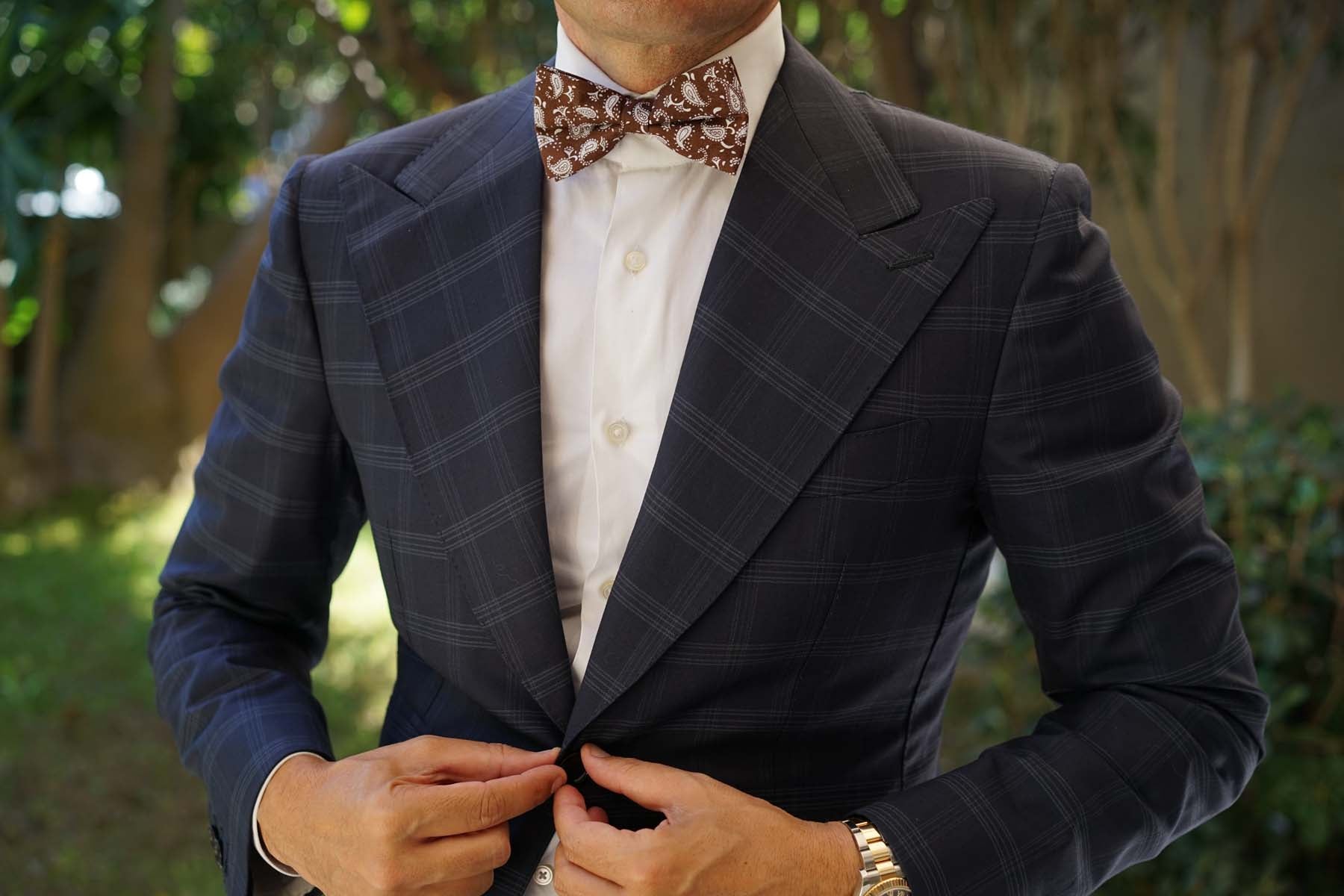 Florence Paisley Brown Bow Tie - Image 6