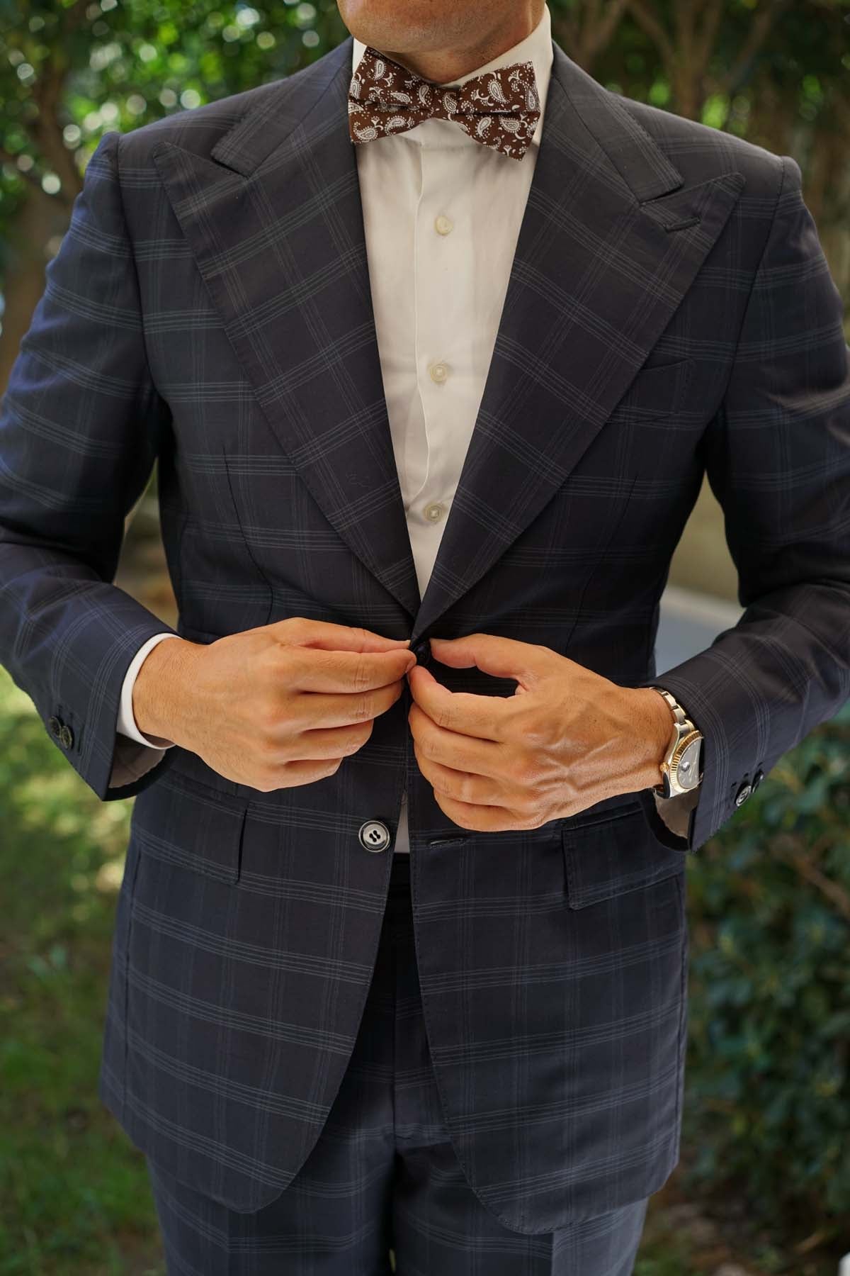 Florence Paisley Brown Bow Tie - Image 7