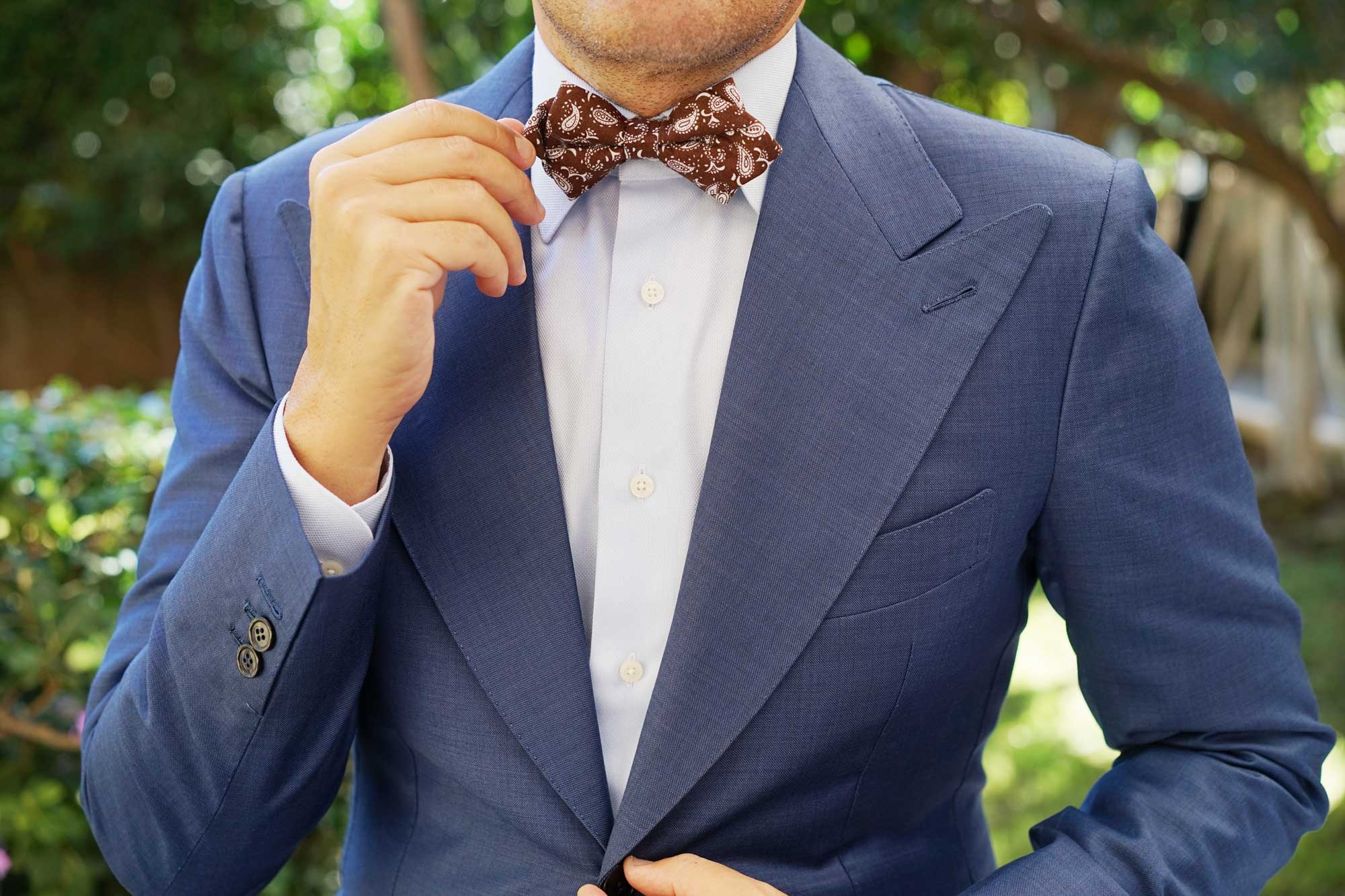 Florence Paisley Brown Diamond Bow Tie - Image 7