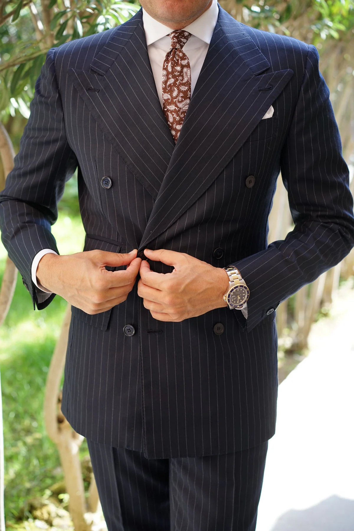 Florence Paisley Brown Skinny Tie - Image 10