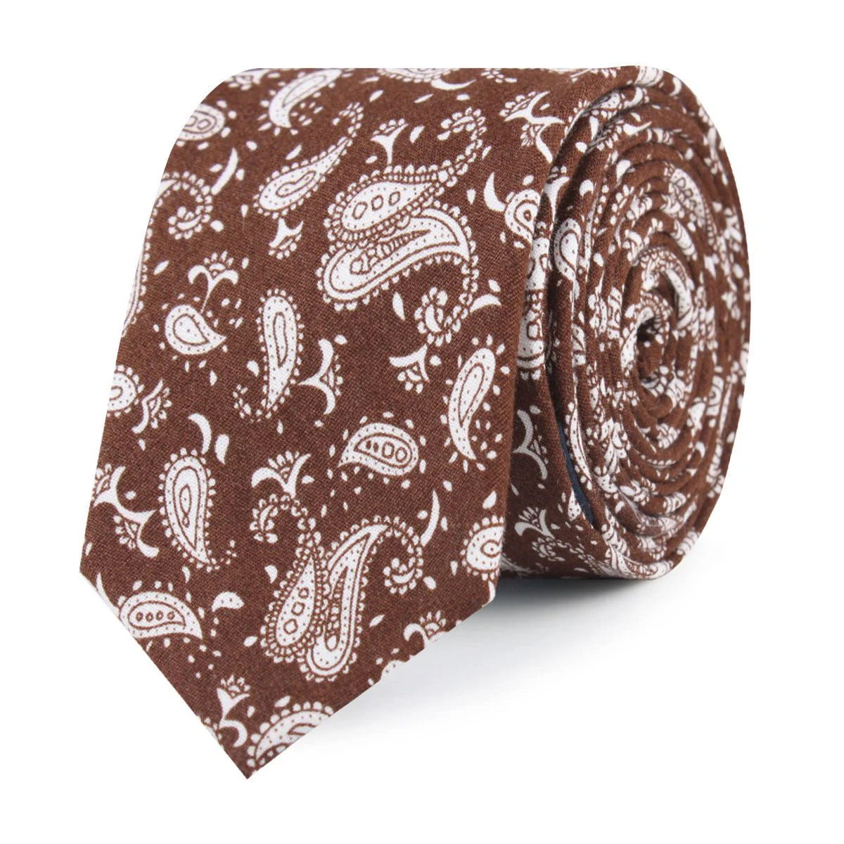Florence Paisley Brown Skinny Tie - Image 2