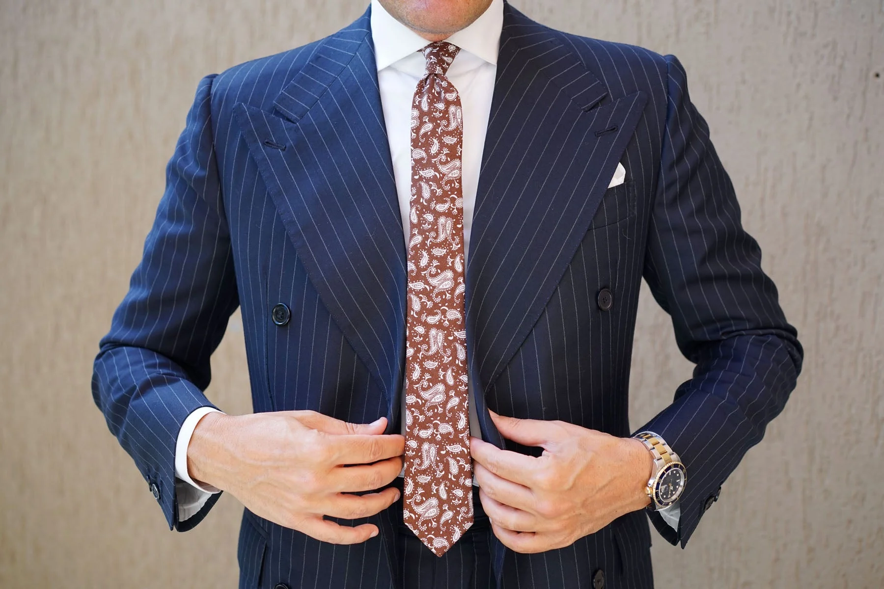 Florence Paisley Brown Skinny Tie - Image 6