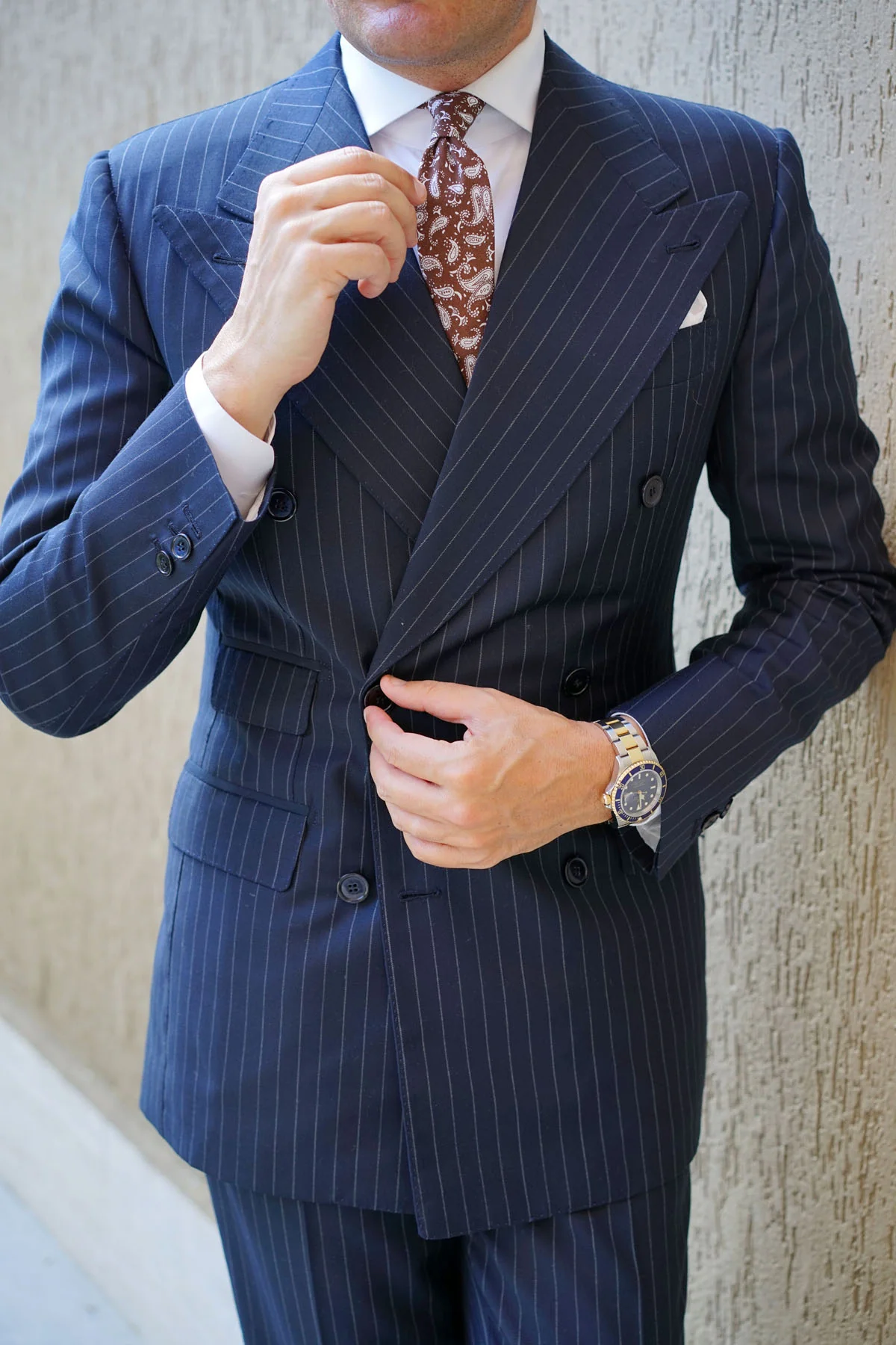Florence Paisley Brown Skinny Tie - Image 7