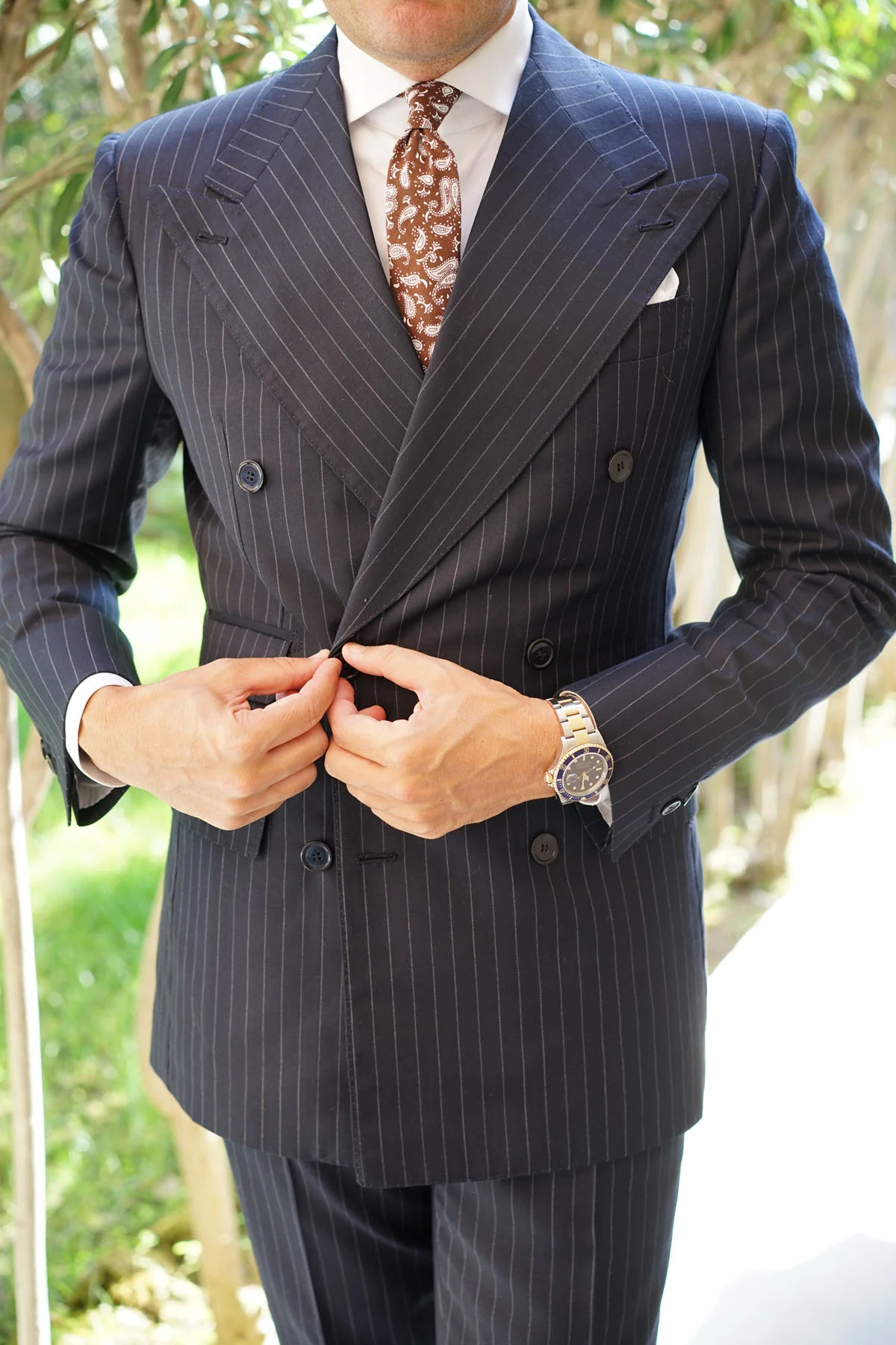 Florence Paisley Brown Skinny Tie - Image 8