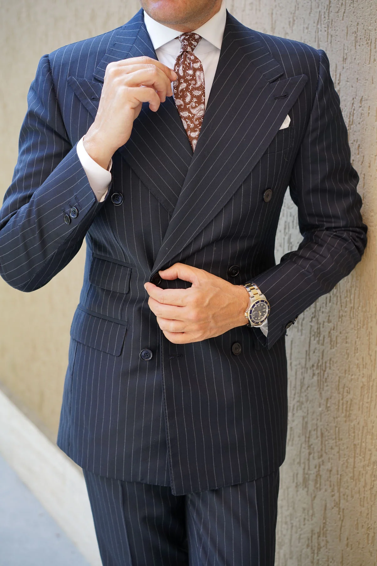 Florence Paisley Brown Skinny Tie - Image 9