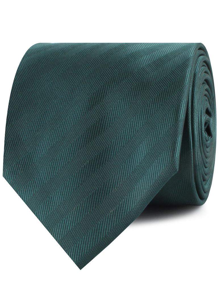 Forest Dark Green Striped Necktie - Image 2