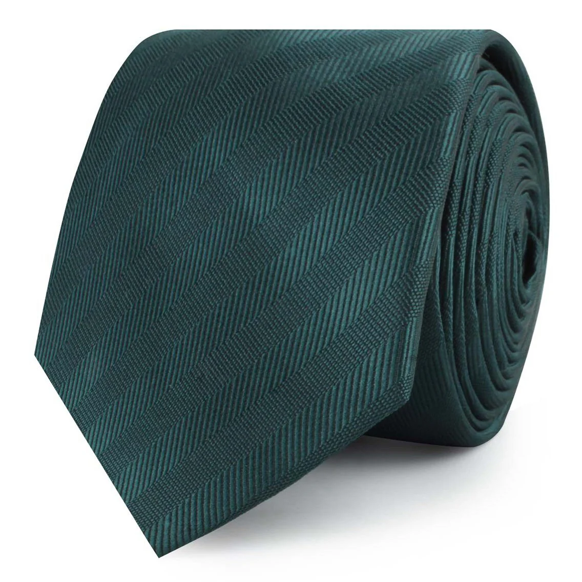 Forest Dark Green Striped Skinny Tie - Image 2