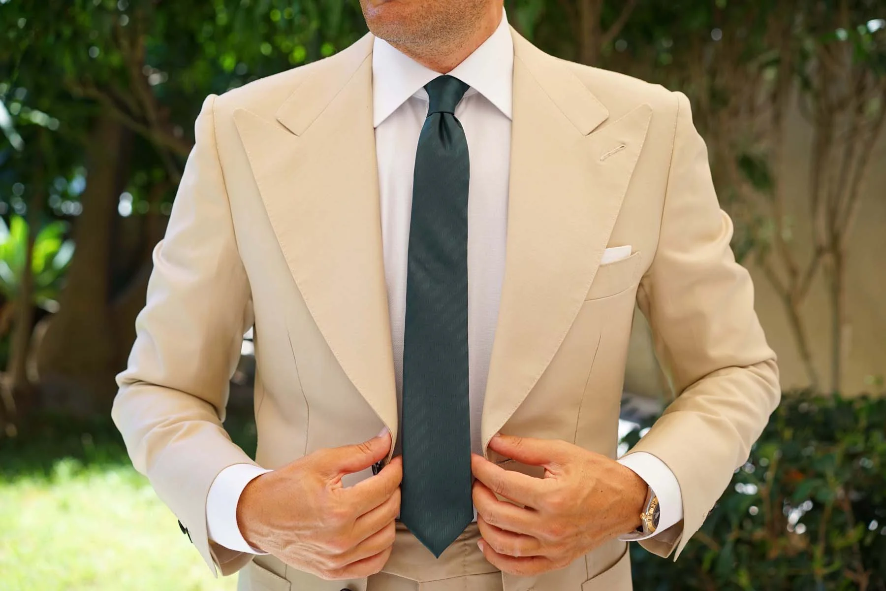 Forest Dark Green Striped Skinny Tie - Image 4