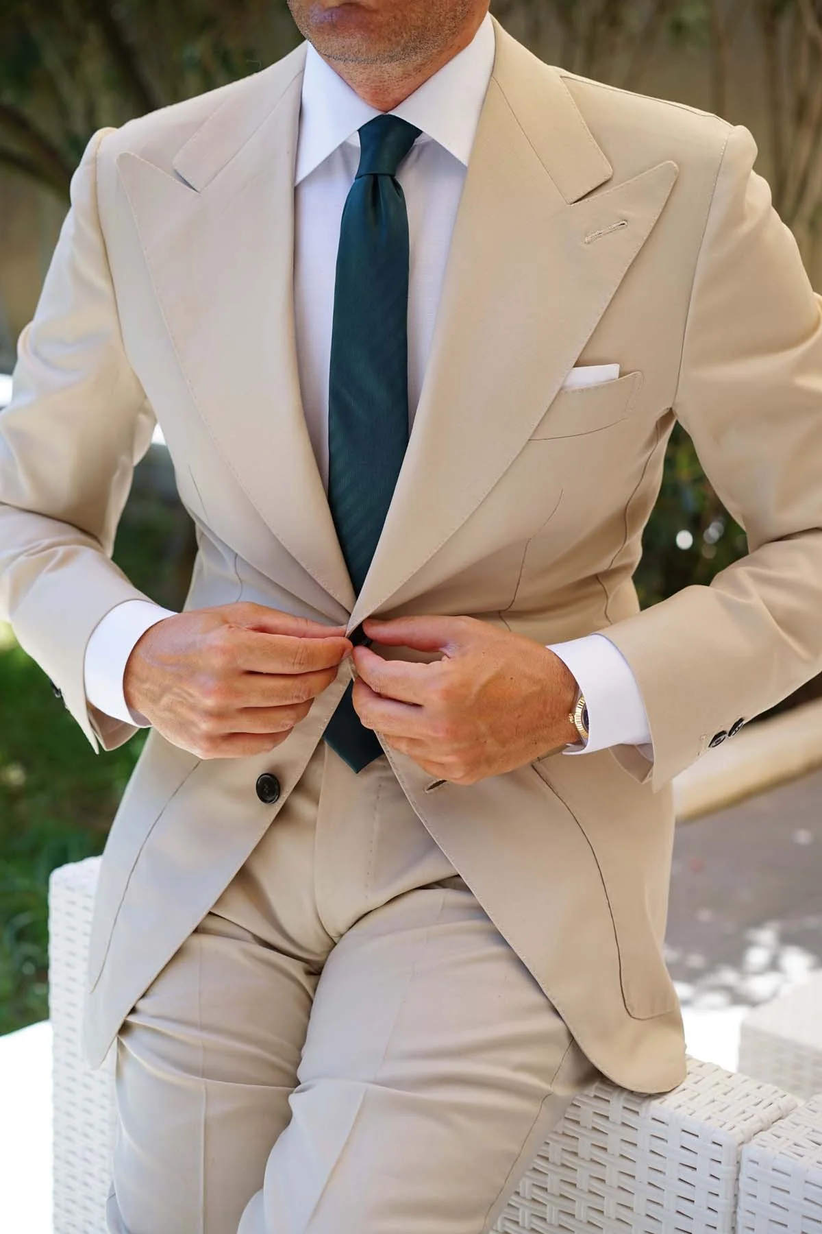 Forest Dark Green Striped Skinny Tie - Image 7