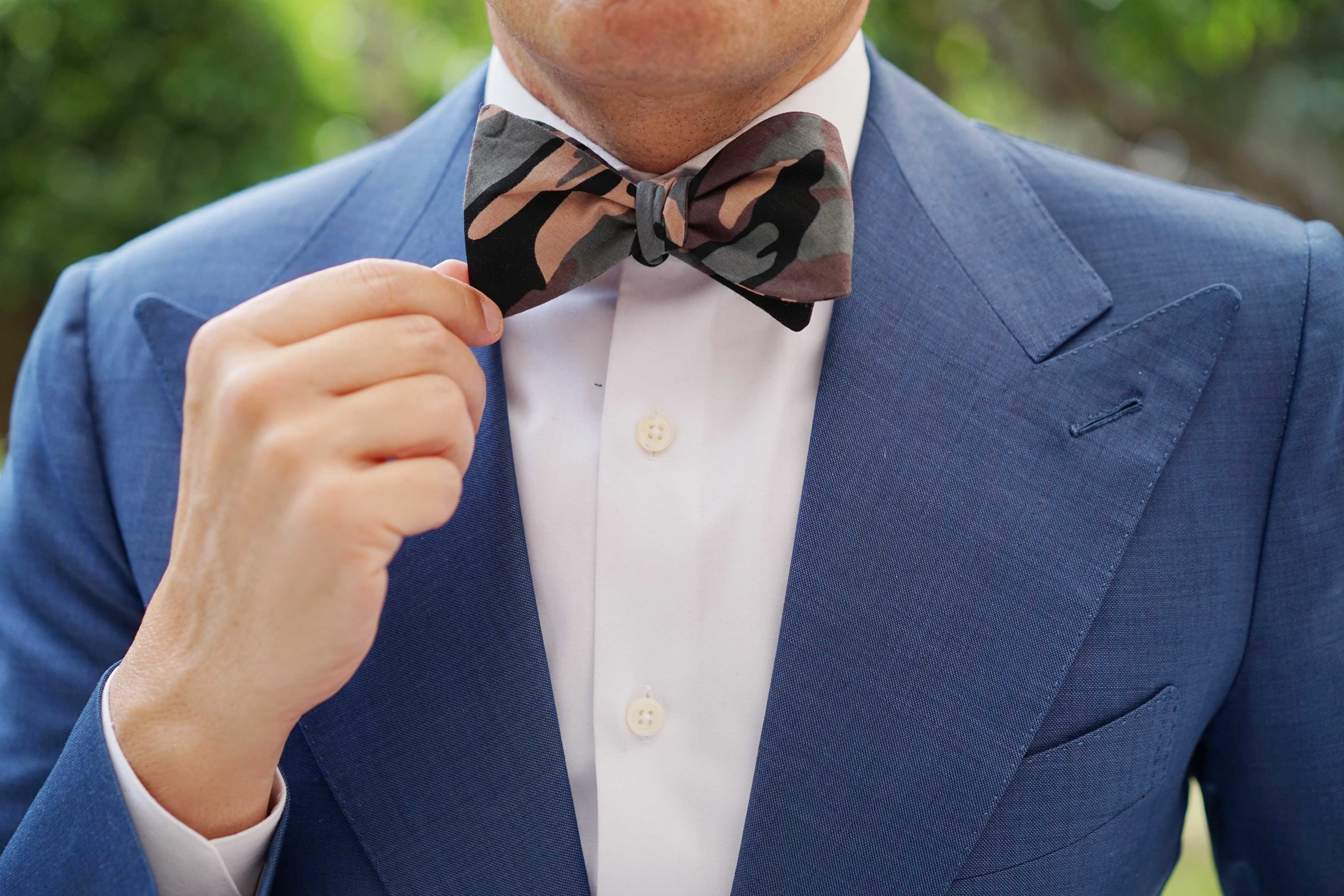 Forest Green Camouflage Self Bow Tie - Image 10