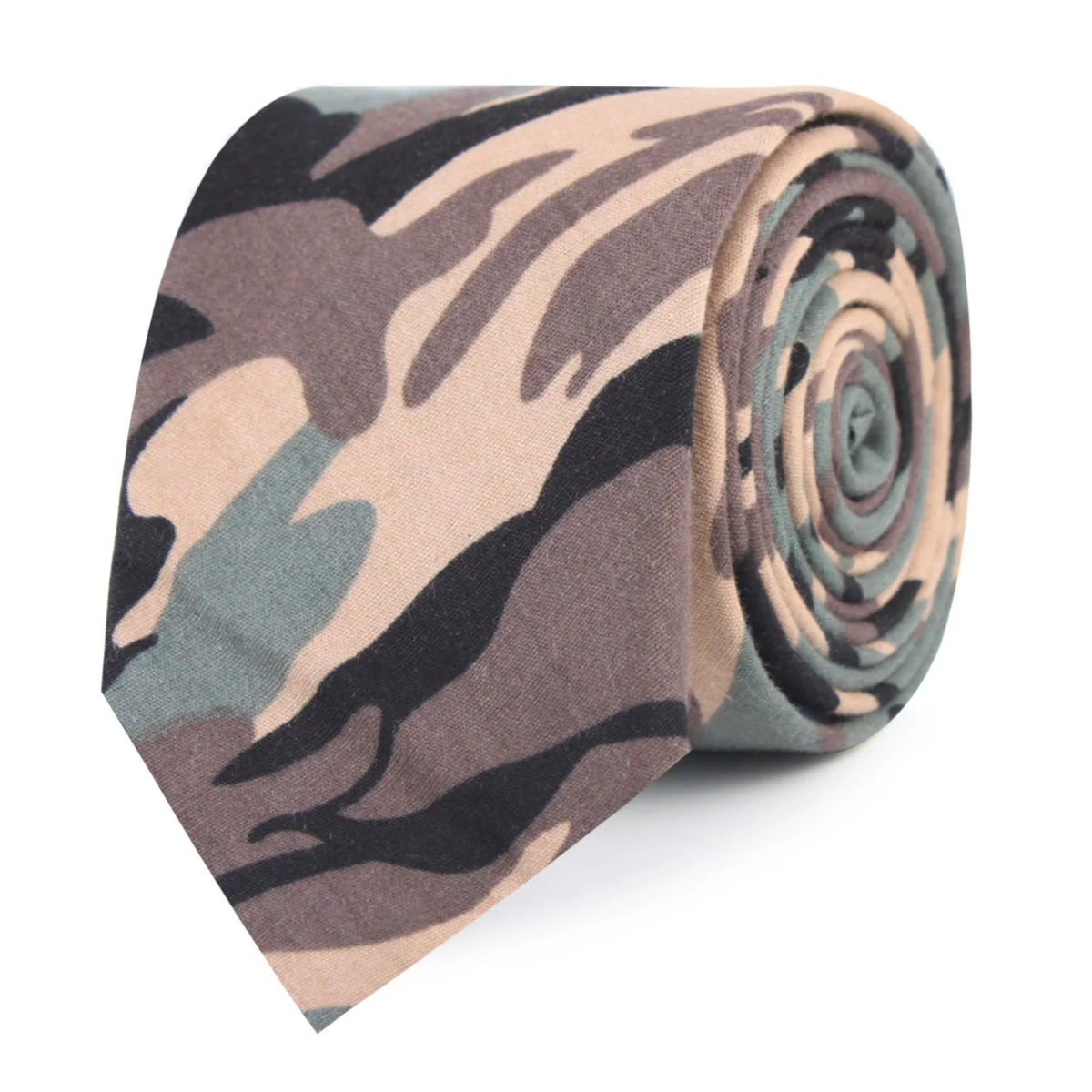 Forest Green Camouflage Skinny Tie - Image 2