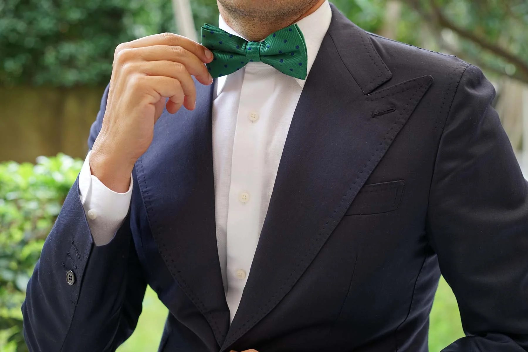 Forest Green Dark Polkadot Bow Tie - Image 3