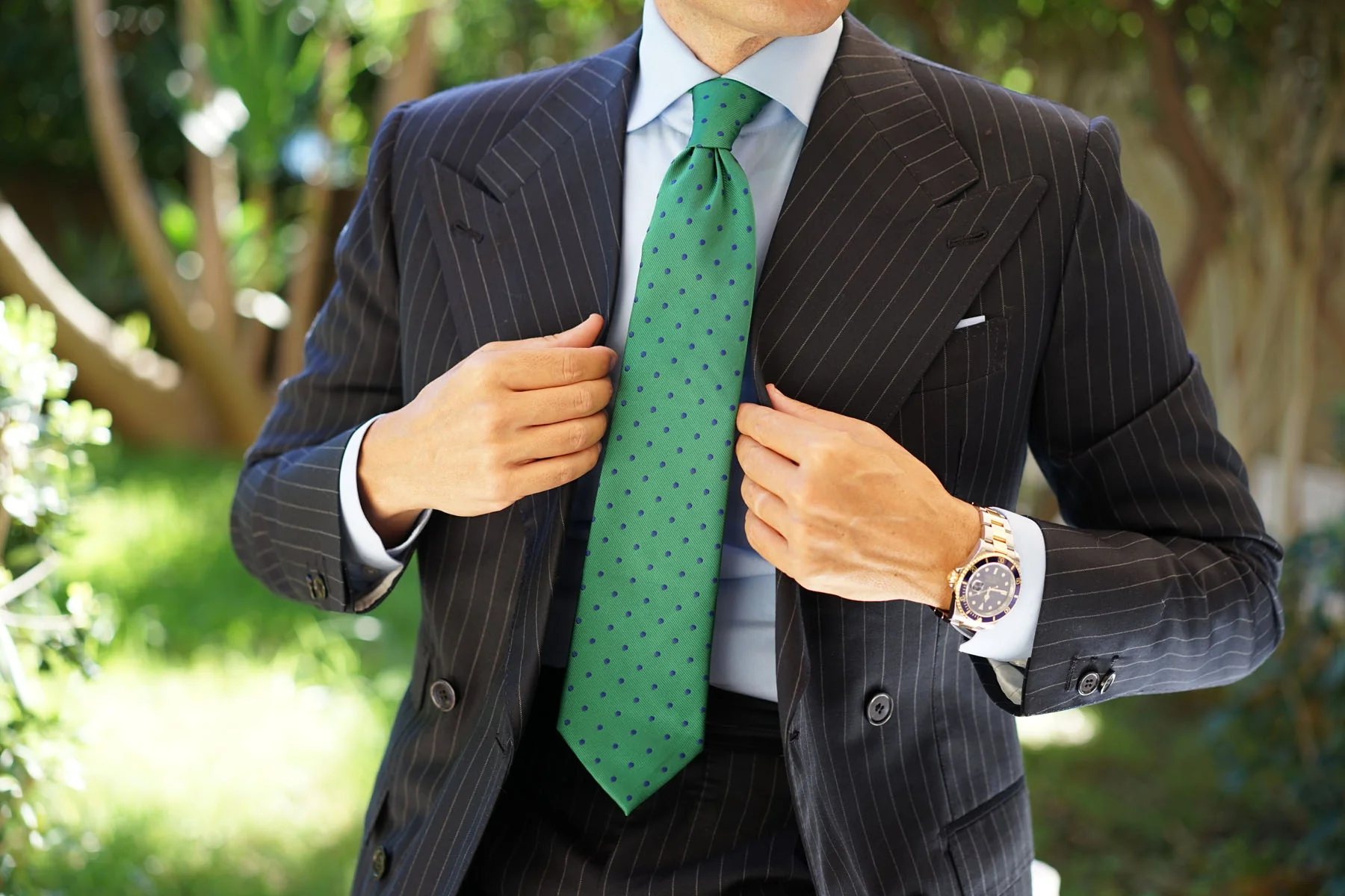 Forest Green Dark Polkadot Tie - Image 11