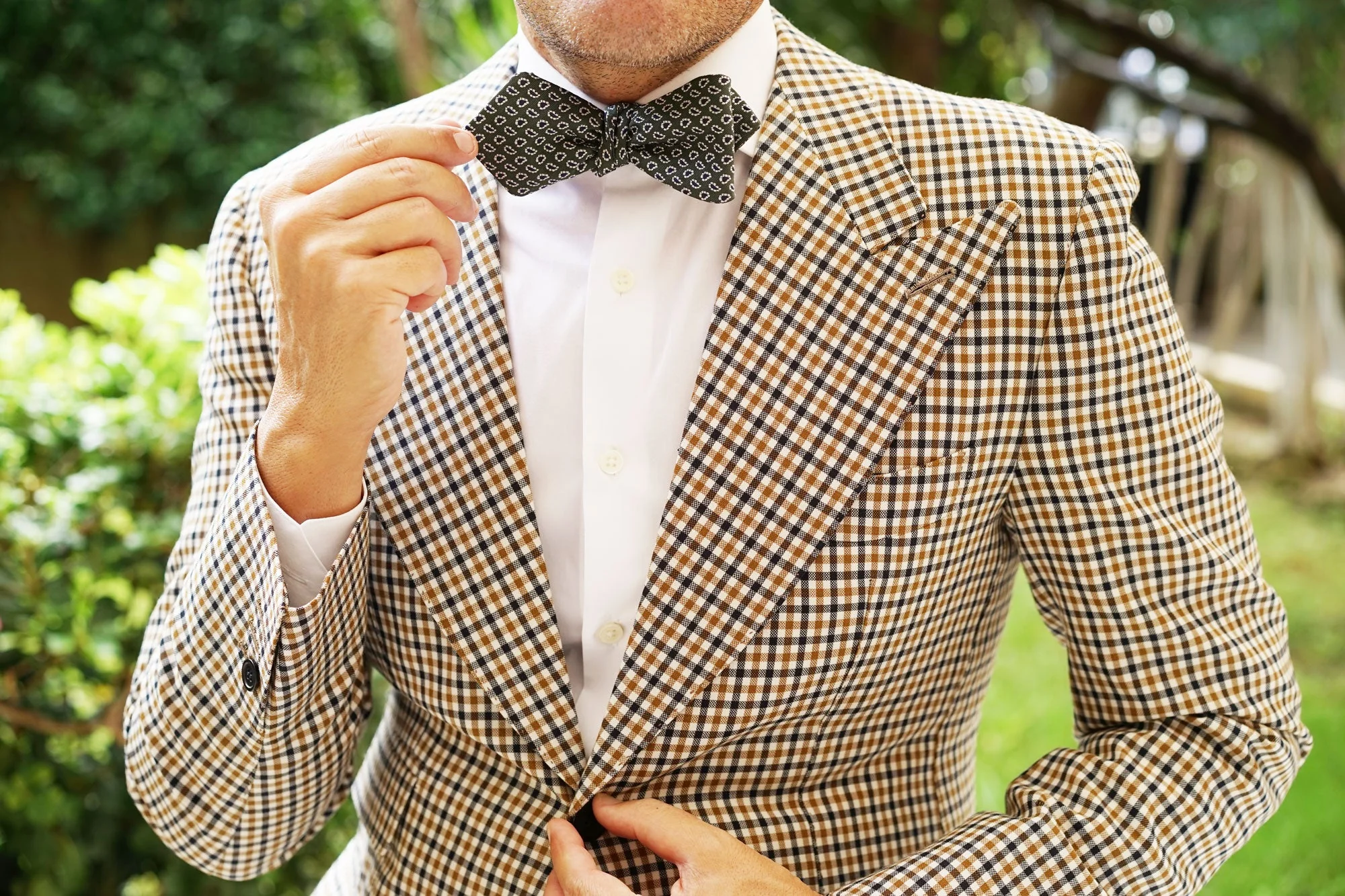 Forest Green Paisley Diamond Self Bow Tie - Image 9