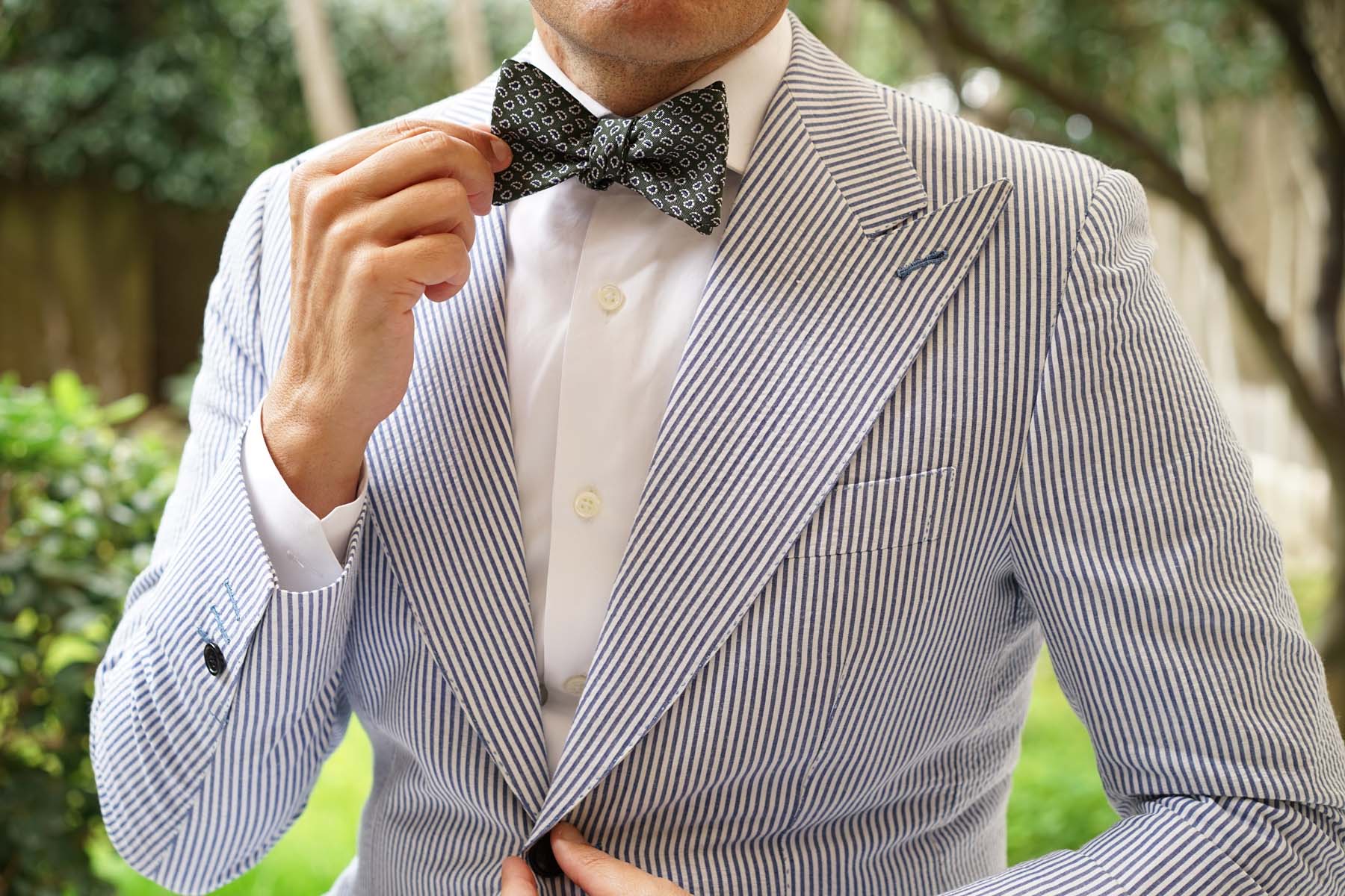 Forest Green Paisley Self Bow Tie - Image 4