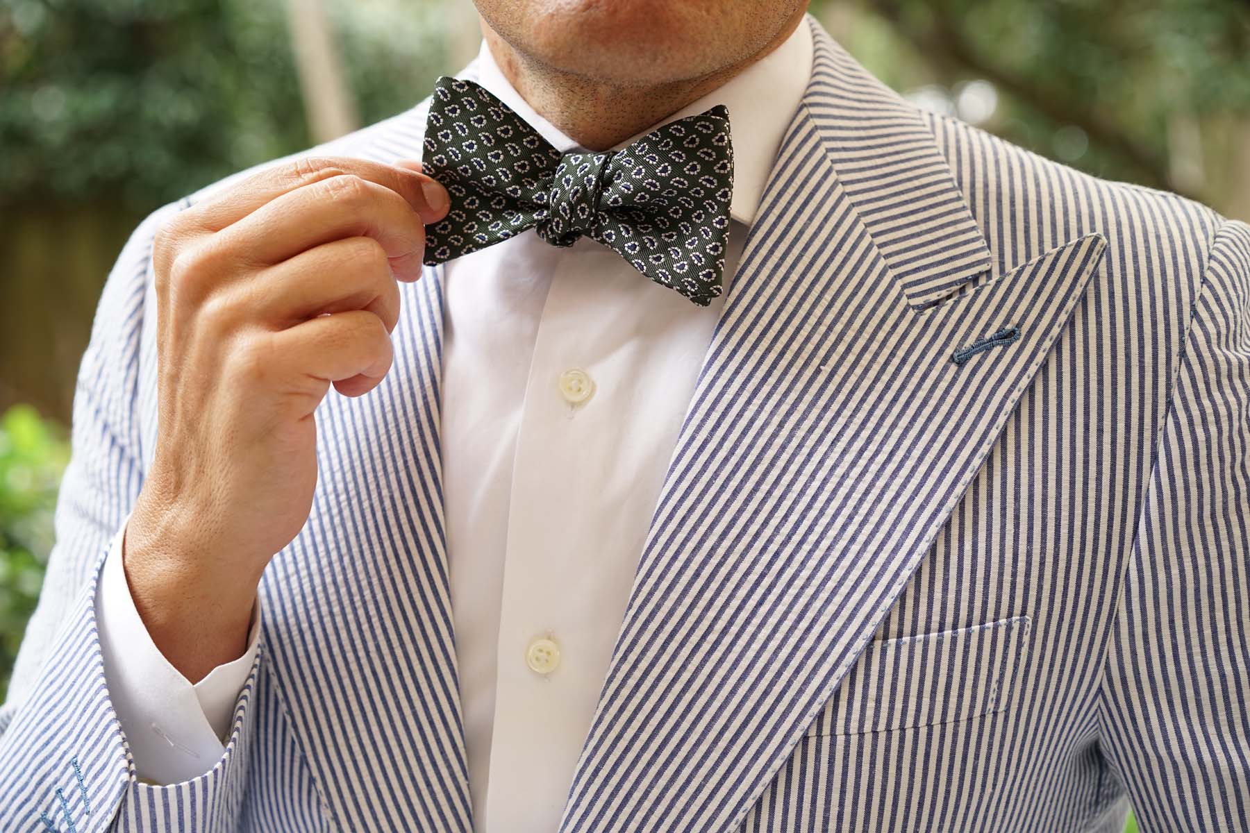 Forest Green Paisley Self Bow Tie - Image 6