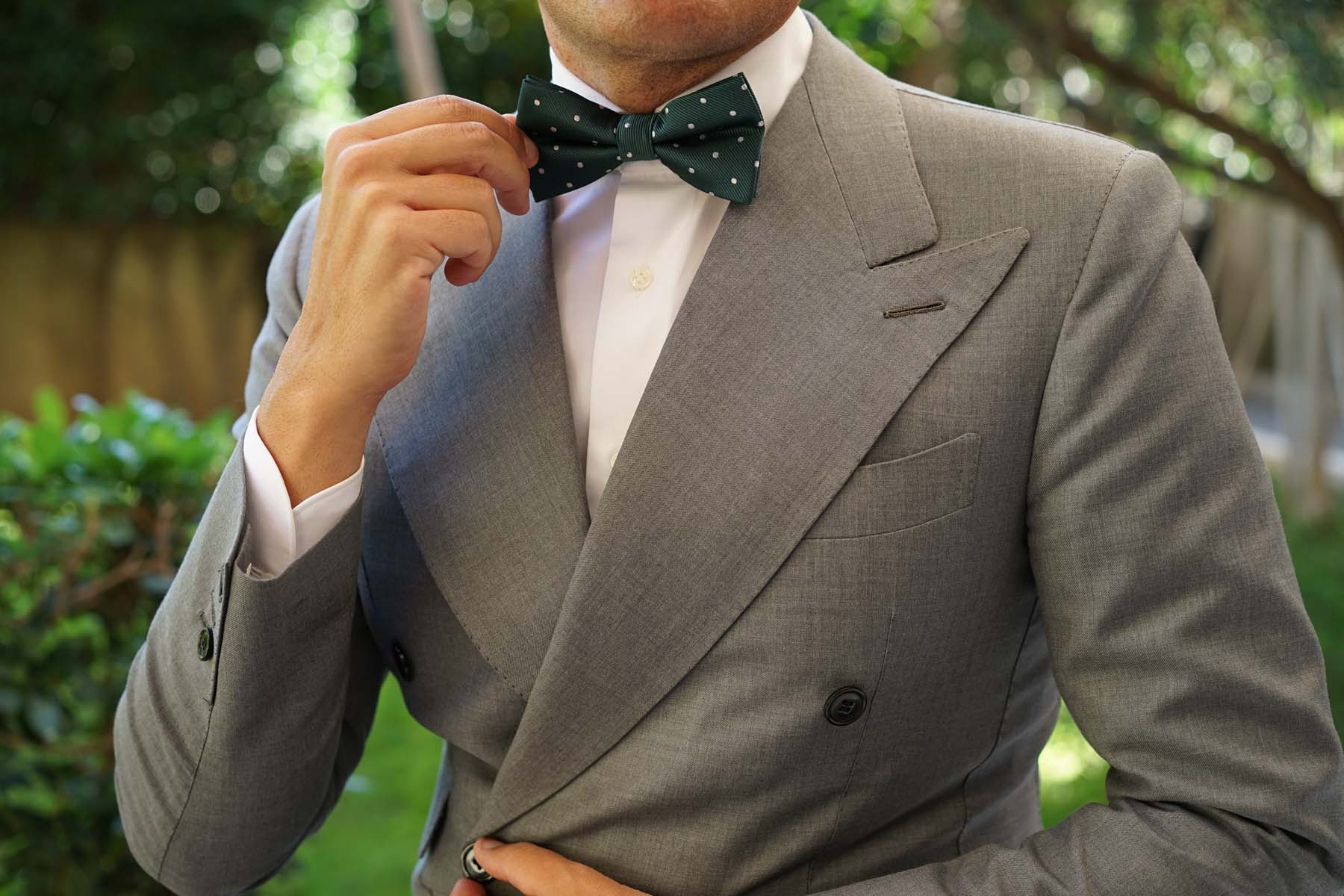Forest Green Polka Bow Tie - Image 3