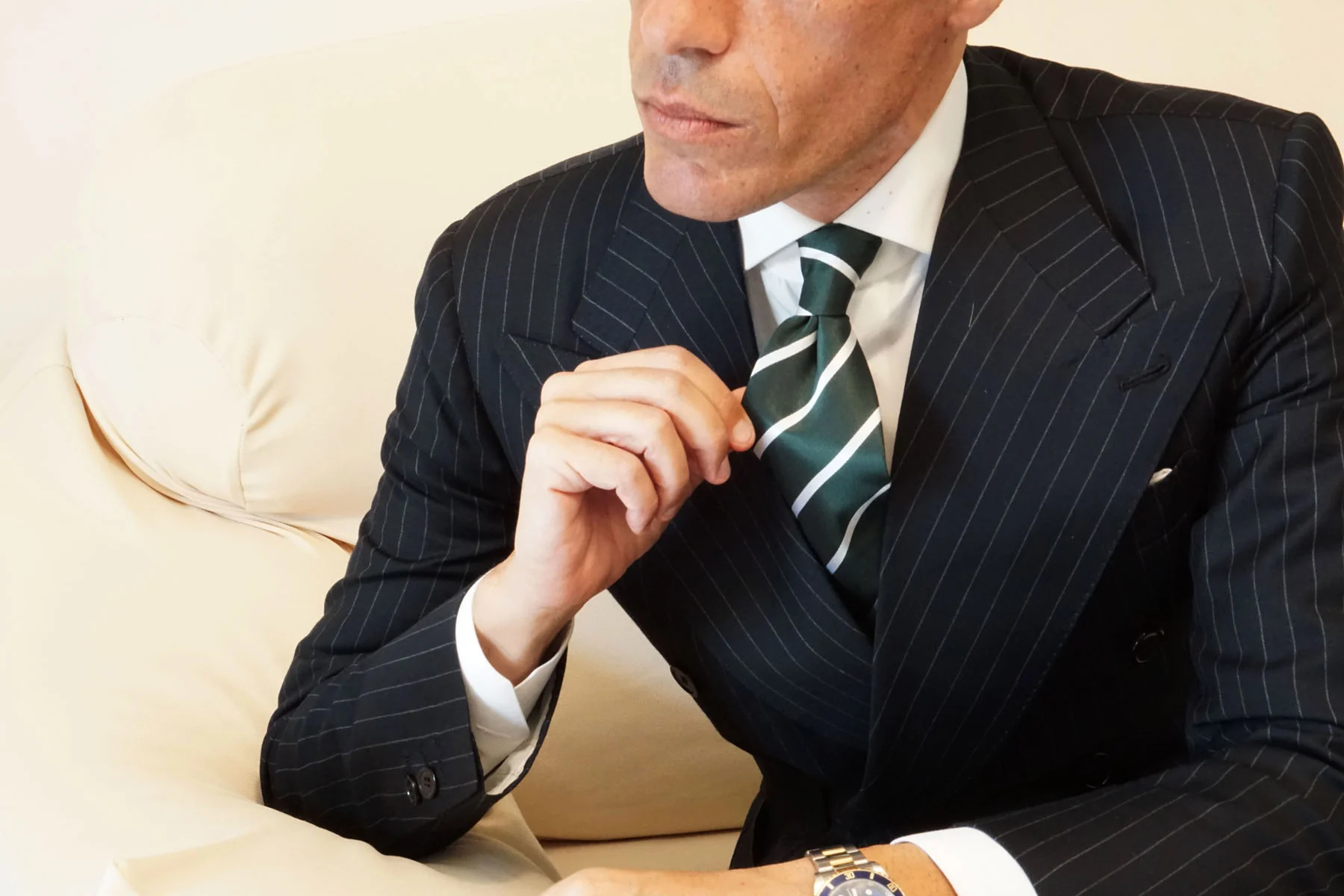 Forest Green Striped Necktie - Image 13