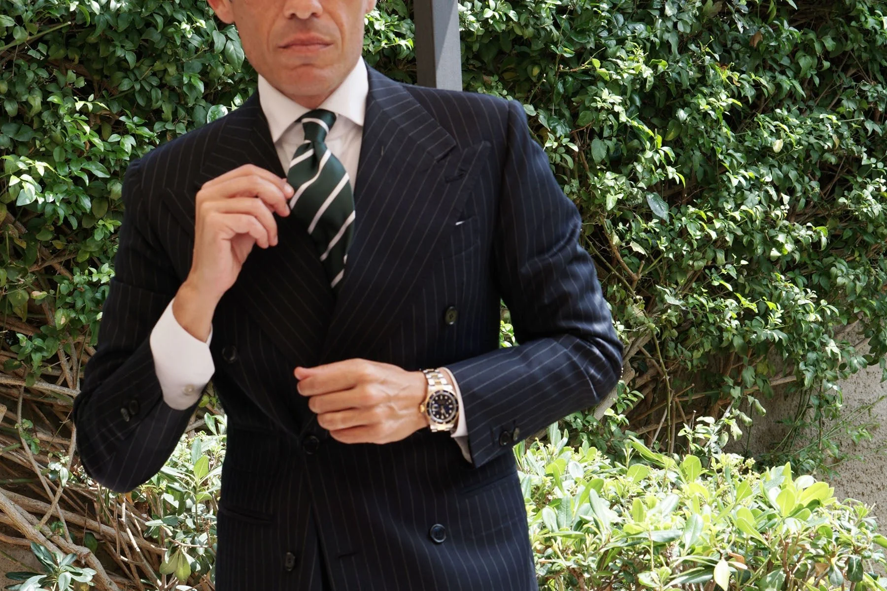 Forest Green Striped Necktie - Image 15